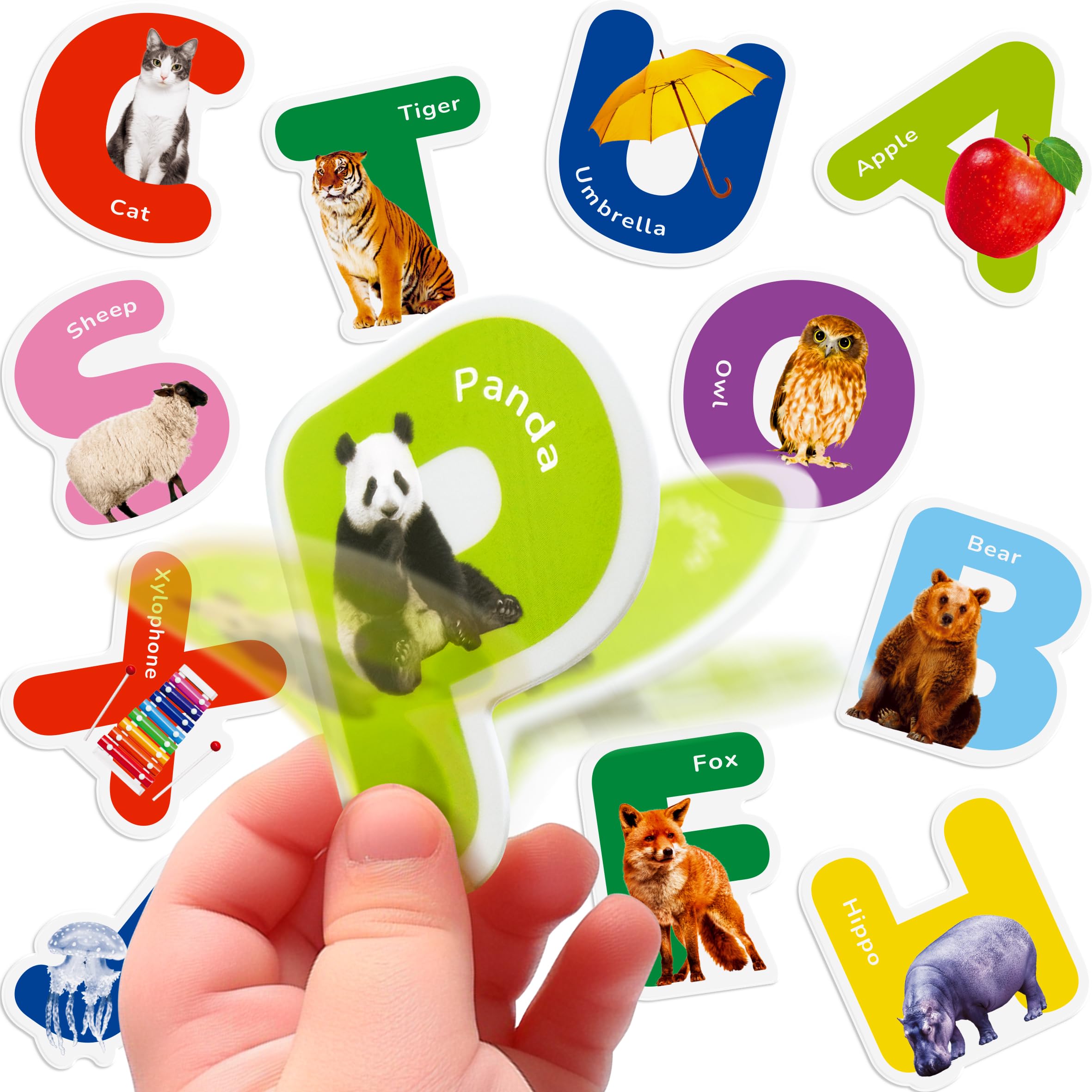 26 PCS Thick Removable Alphabet Animal Gel Stickers for Toddlers - Window Clings for Home & Classroom Decor