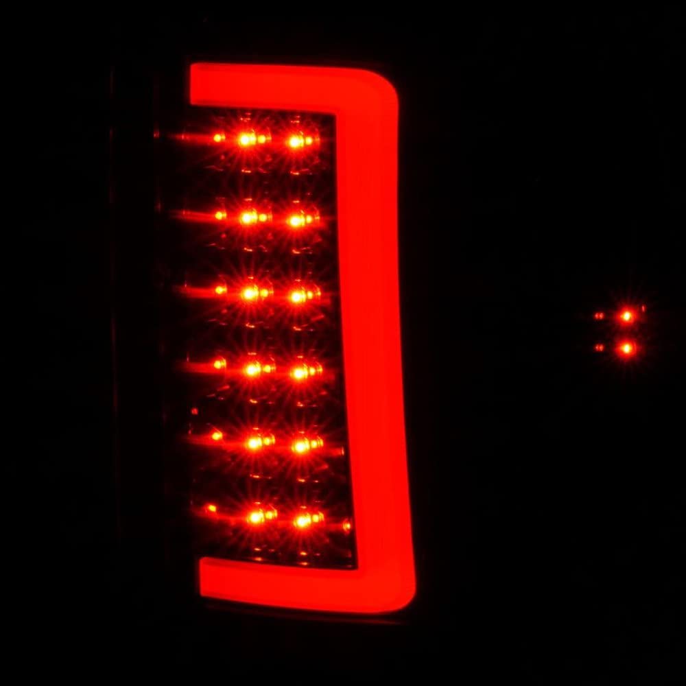 2007-2013 GMC Sierra LED Tail Lights with Light Bar - Black Housing & Clear Lens | ANZO 311388 | Enhanced Visibility & Style for Night Driving & Off-Road Adventures