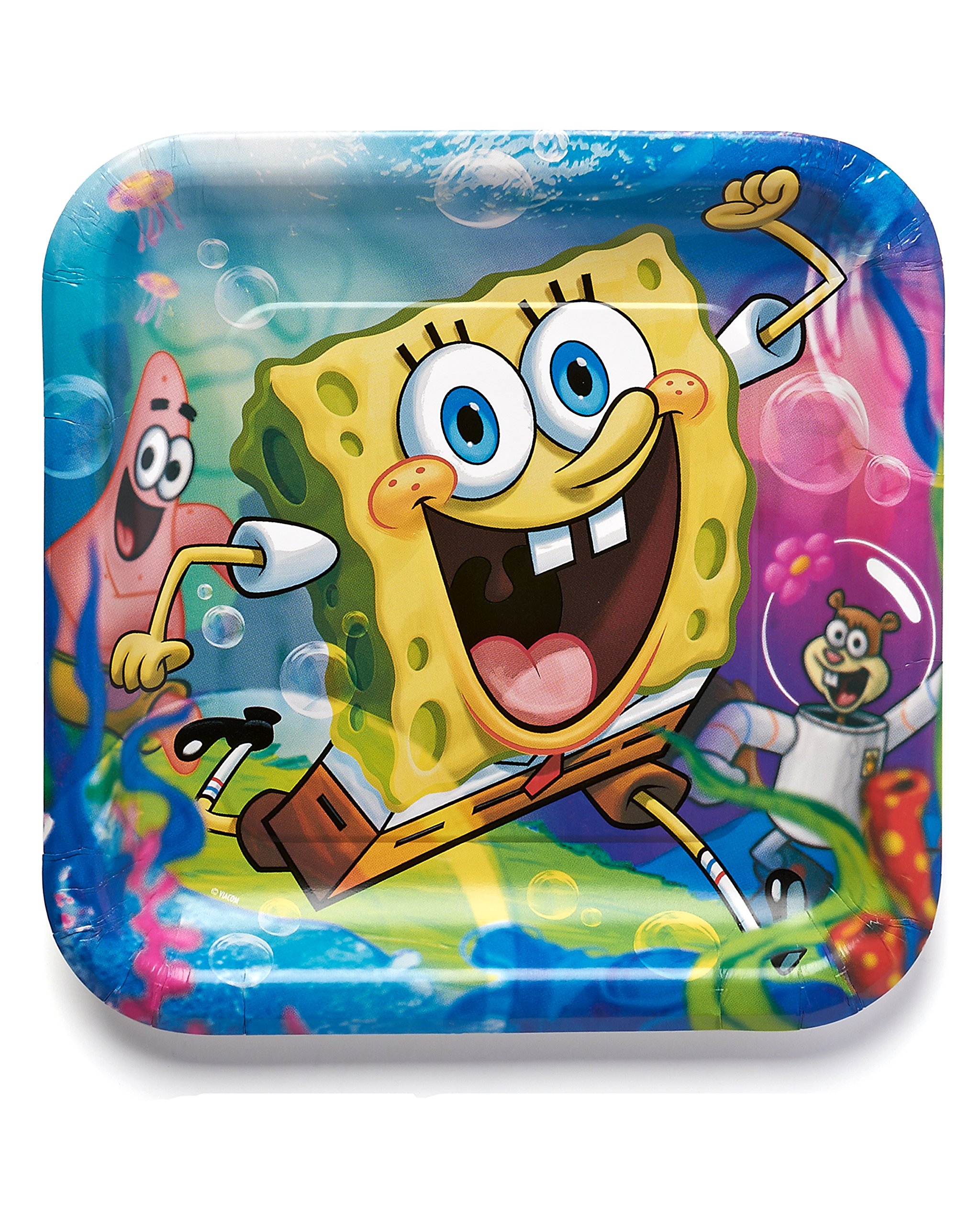 Spongebob SquarePants Party Supplies - 8-Count Square Paper Dinner Plates for Birthday Celebrations, Kids Parties & Themed Events | American Greetings Brand