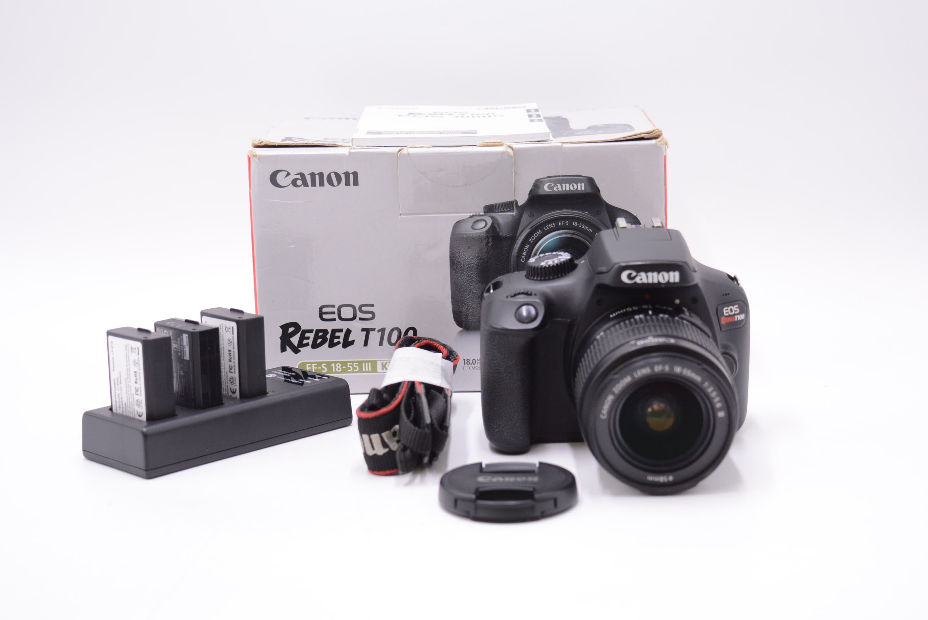 Canon EOS Rebel T100 DSLR Camera with EF-S 18-55mm f/3.5-5.6 III Lens - Used (Great for Beginners & Travel Photography)