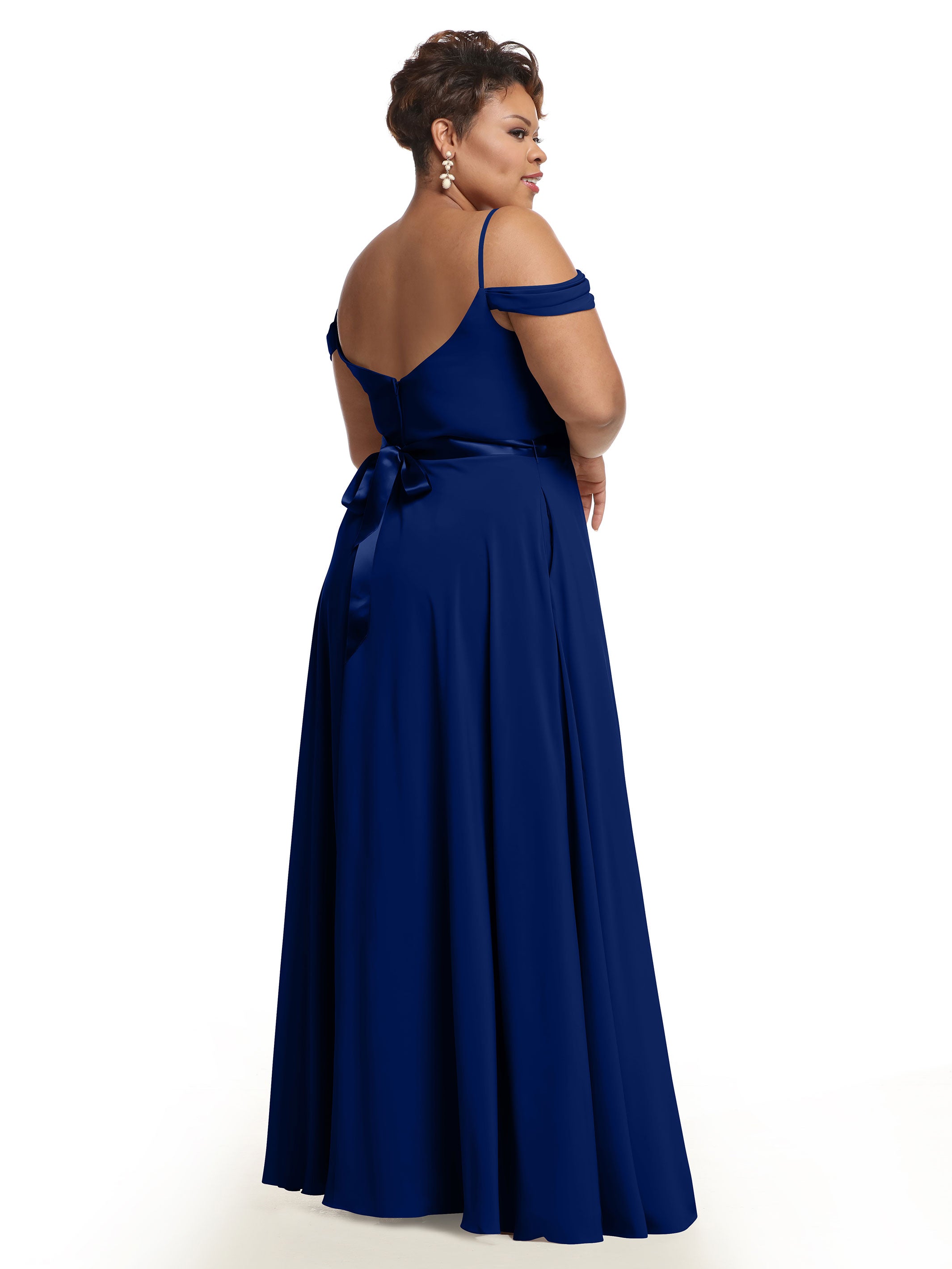 Elegant Off Shoulder Chiffon Bridesmaid Dress with Sash - Flowy A-Line Design for Weddings, Parties & Special Occasions