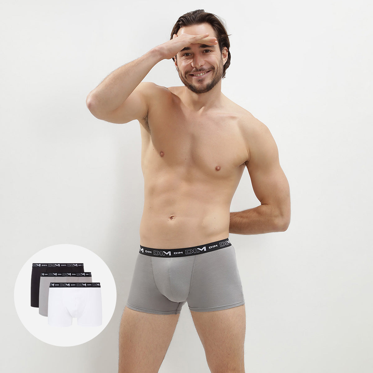 3 Pack Men's Stretch Cotton Boxer Briefs - Black, Gray & White - Soft & Breathable Underwear for Everyday Comfort & Active Lifestyles