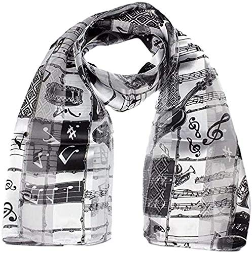 Mytoptrendz® - Lightweight Soft Silky Music Note Printed Scarf for Women - Fashionable Neck Wrap in Various Colors - Perfect for Concerts, Gifts, and Everyday Style