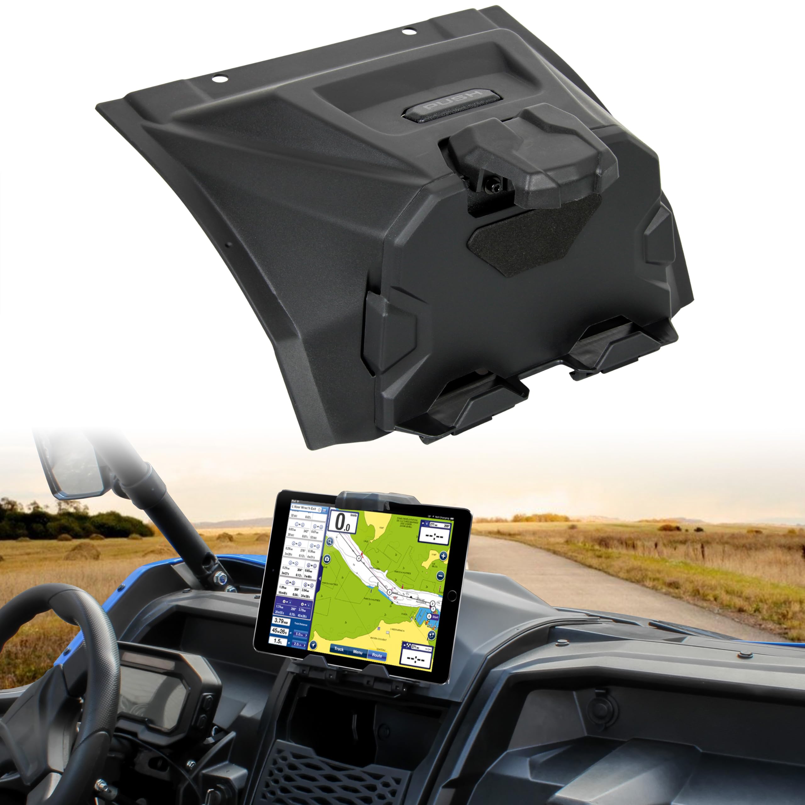 SAUTVS Universal Tablet Holder with Storage Box for Kawasaki Teryx KRX 1000 (2020-2025) - Durable Phone & GPS Mount for ATV/UTV Accessories | Perfect for Off-Road Navigation & Trail Riding