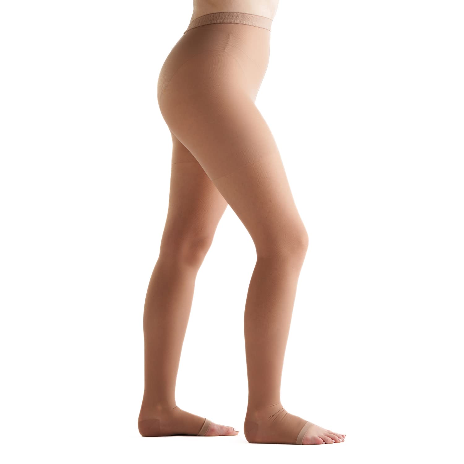 EvoNation Women's 15-20 mmHg Graduated Compression Open Toe Pantyhose - Moderate Pressure Sheer Stockings for Varicose Veins & Swelling Relief - Perfect for Travel, Pregnancy & Nurses
