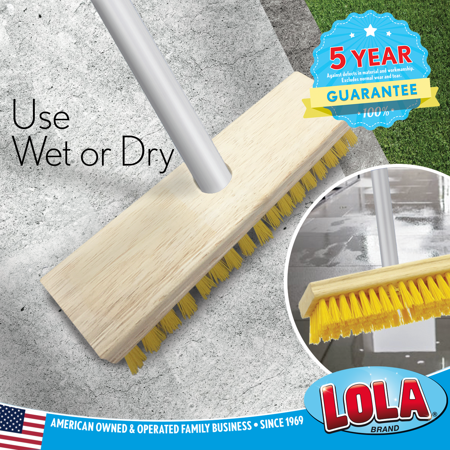 Heavy Duty Deck Scrub Brush with 48