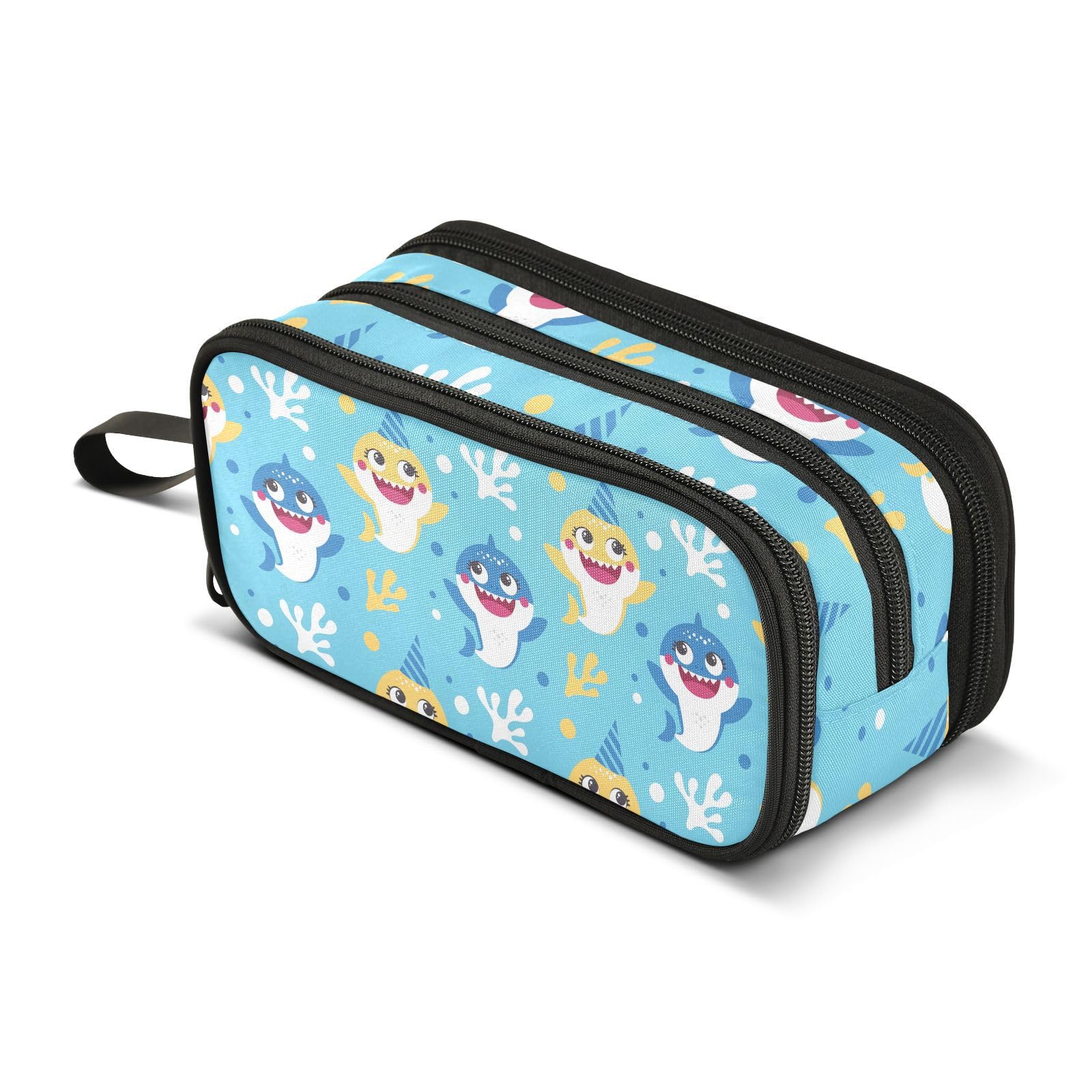 Cute Shark Pencil Case for School - Large Capacity Zippered Pouch with Multiple Compartments for Pens, Pencils & Stationery - Perfect for Boys, Girls, Teens & Adults - Great for Classroom, Office & Travel Organization