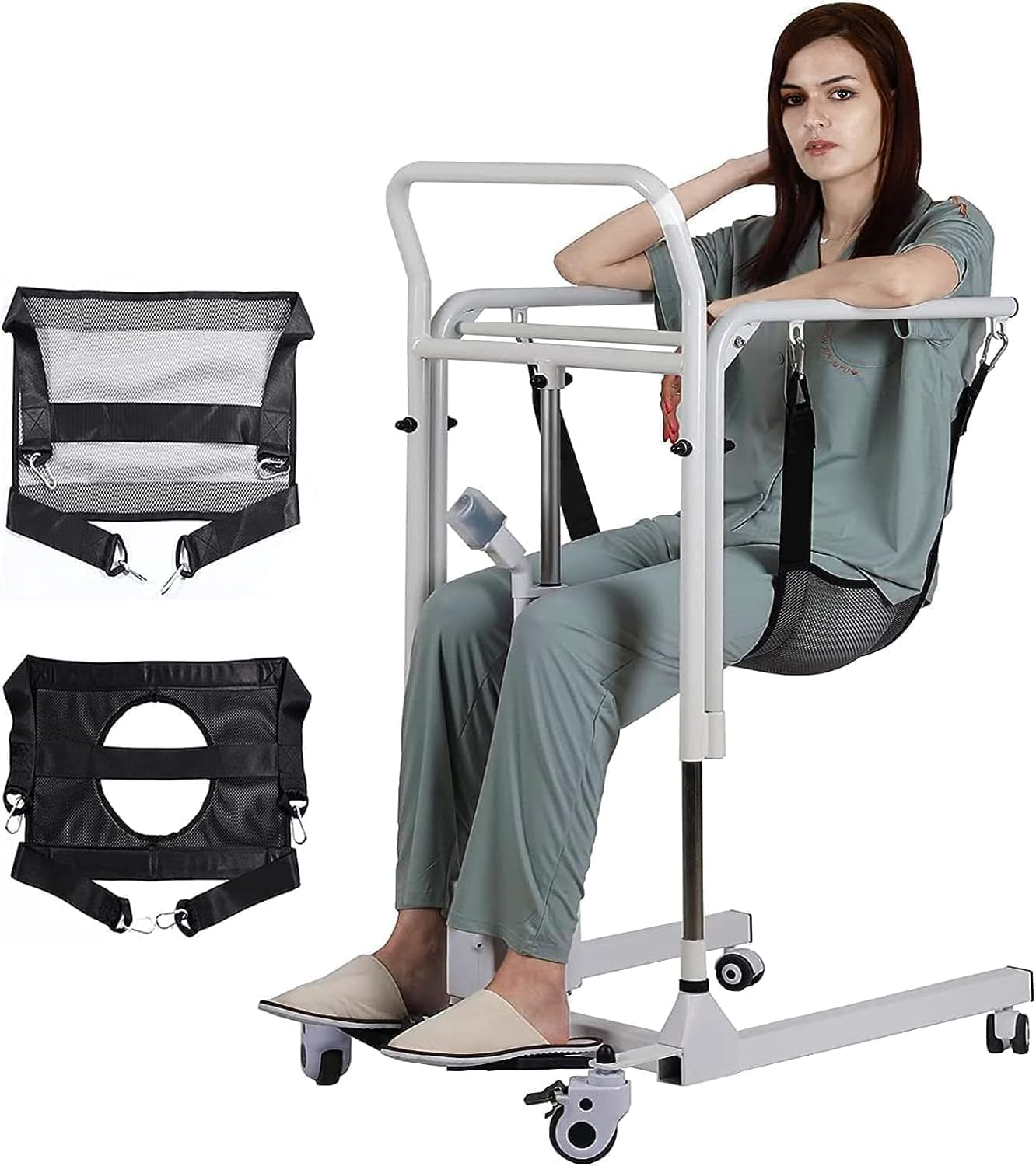 Electric Patient Lift Transfer Chair - Portable Wheelchair for Elderly & Disabled - Home Nursing Mobility Aid for Safe Patient Transfers (Bed to Chair, Bathroom, Car)