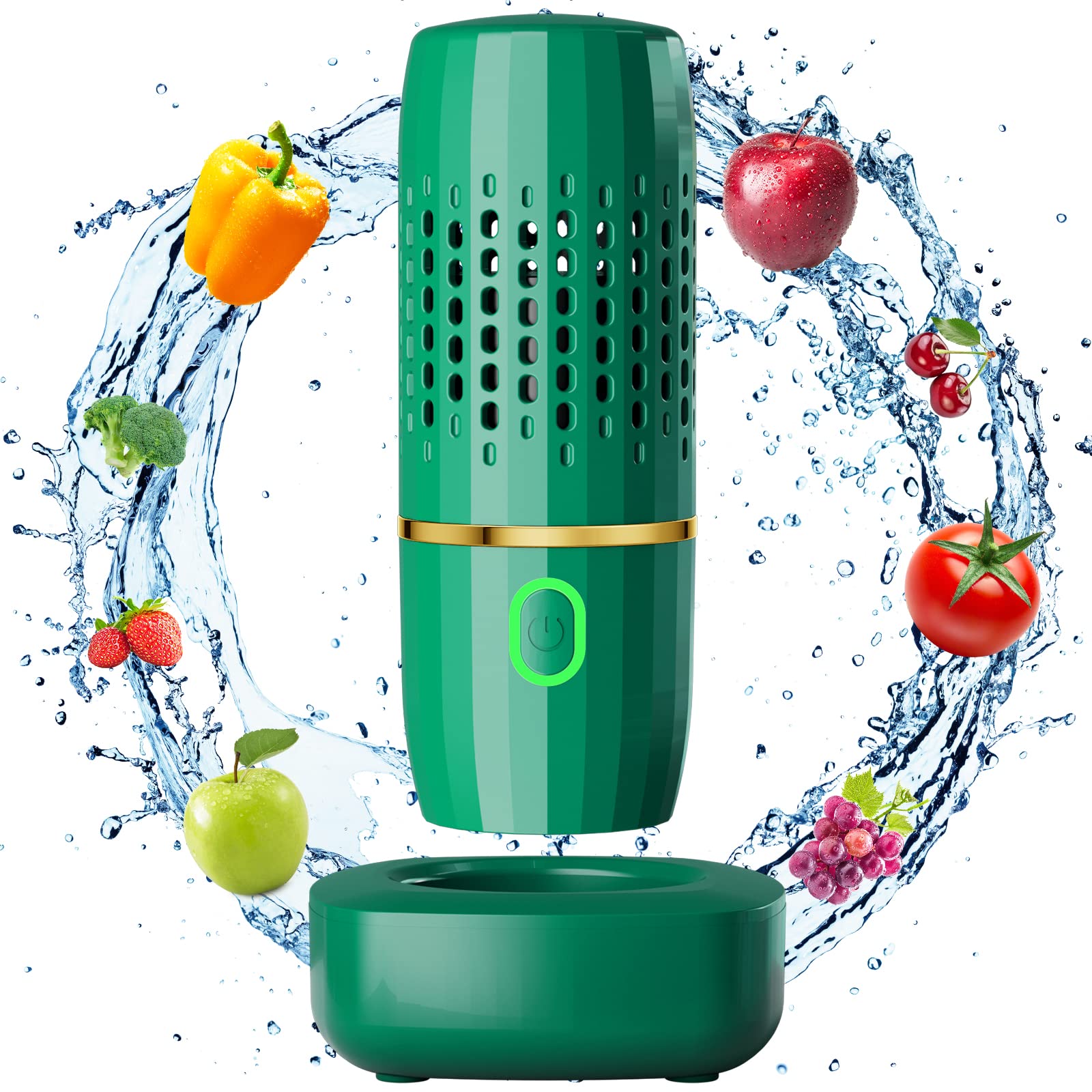 Organic Fruit & Vegetable Washer Machine - Kitchen Food Cleaner for Deep Cleaning Fruits, Veggies, Rice, Meat & Utensils | Portable Kitchen Gadget for Healthy Eating & Food Safety (Green) - Perfect for Home Kitchens, Restaurants & Meal Prep