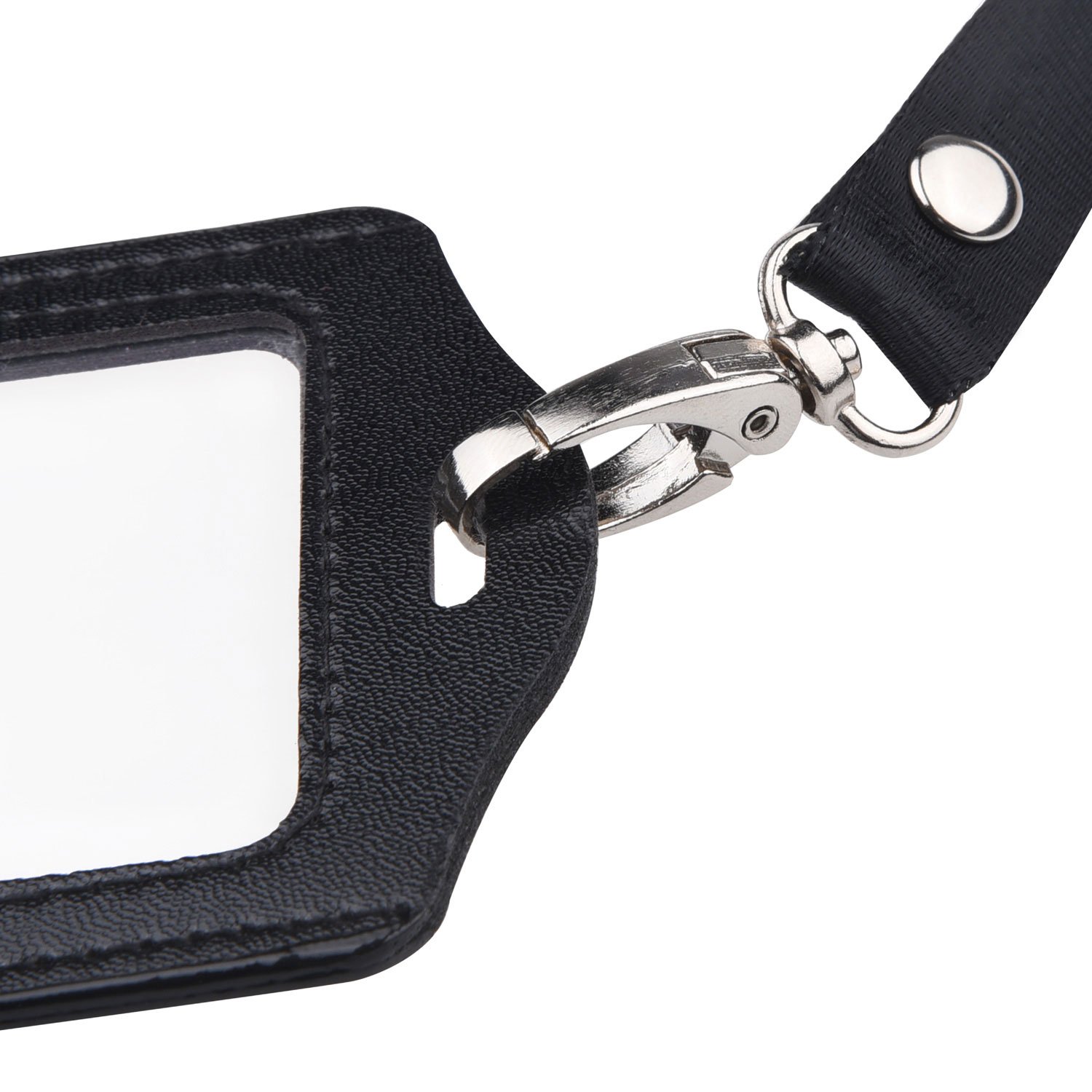 12 Pack Faux Leather Lanyards with ID Windows - for Badge, Name Tag & Business Card - Safe Flight Retail Pack
