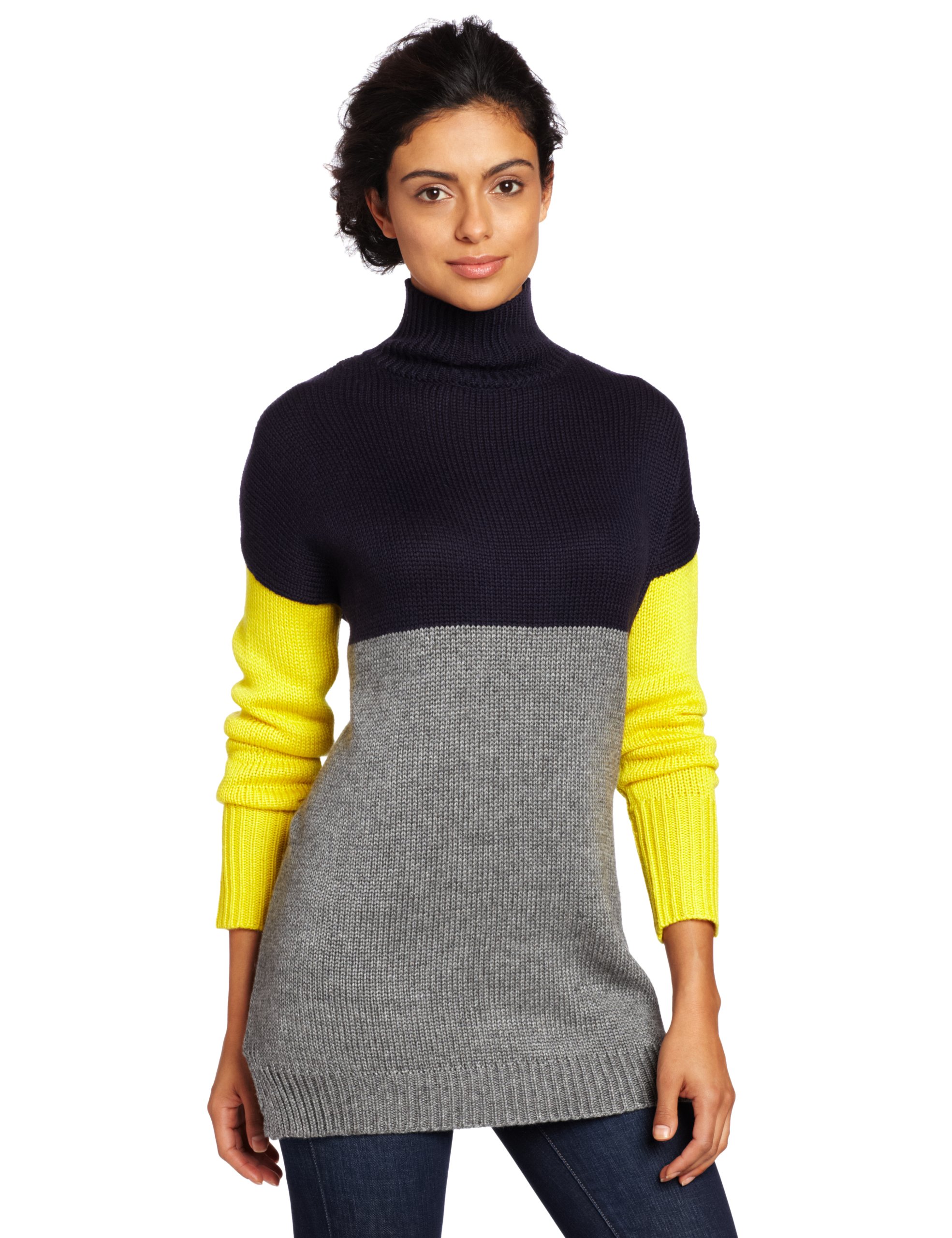 525 America Women's Color Block Tunic Top - Stylish Casual Long Sleeve Blouse for Work, Office & Everyday Wear | Trendy Fall & Winter Fashion