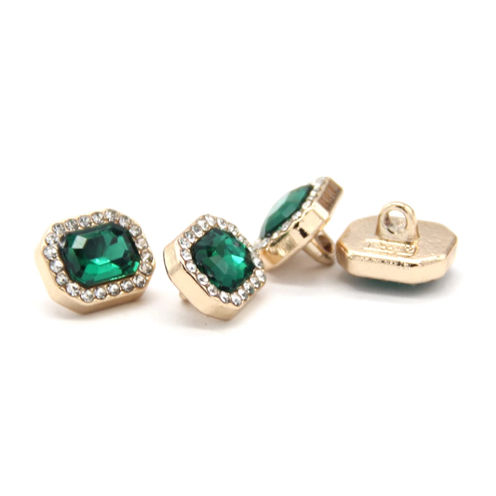 RMGTZ 6pcs Green Rhinestone Buttons for Women's Clothing - 12mm Metal Sewing Buttons for Shirts, Dresses & DIY Vintage Fashion Decor (Perfect for Blouses, Cardigans & Craft Projects)
