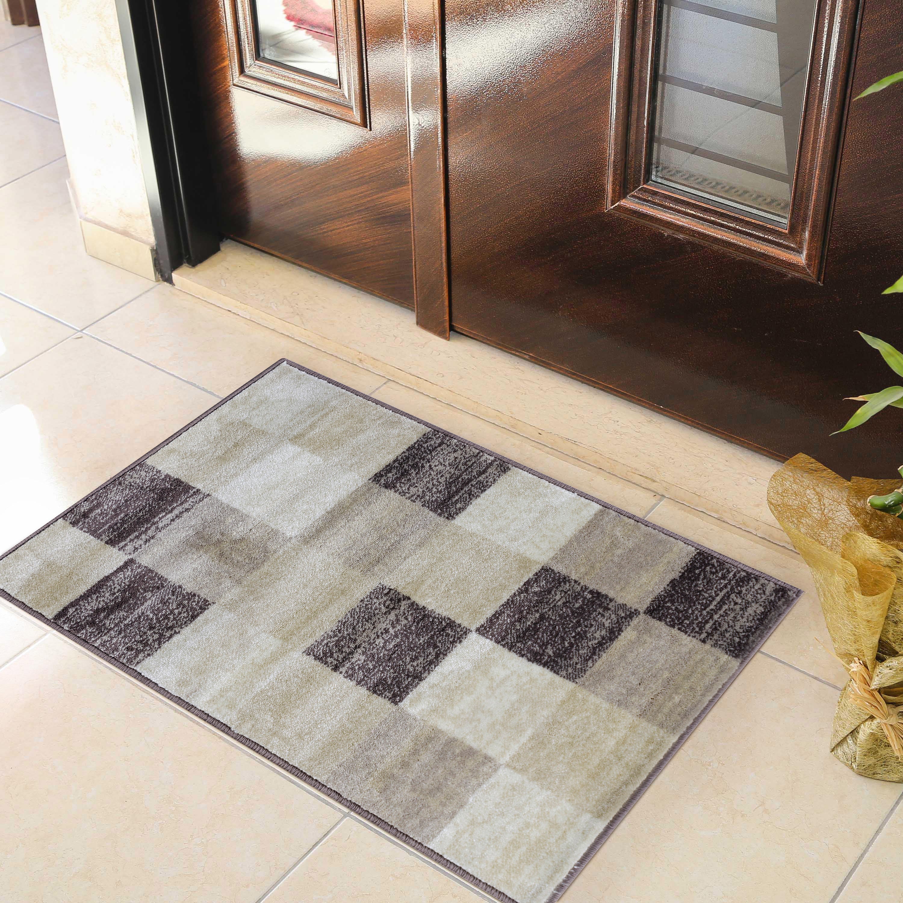 Stylish Rockway Geometric Checkered Block Indoor Area Rug - Non-Slip Floor Mat for Living Room, Bedroom, Nursery & Office Decor