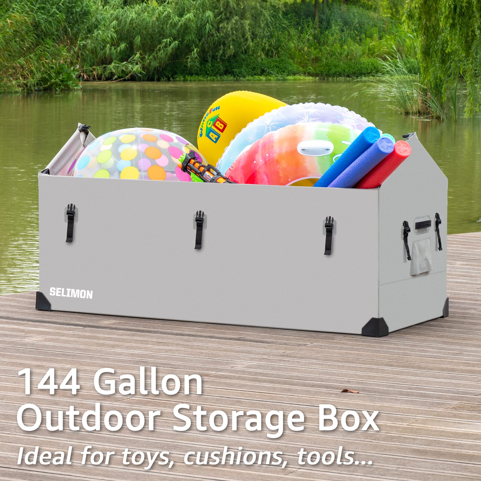 174 Gallon Waterproof Outdoor Storage Box - Soft Shell Tarpaulin Deck Box for Patio Furniture, Cushions, Pillows & Garden Tools - Perfect for Backyard, Deck & Poolside Organization