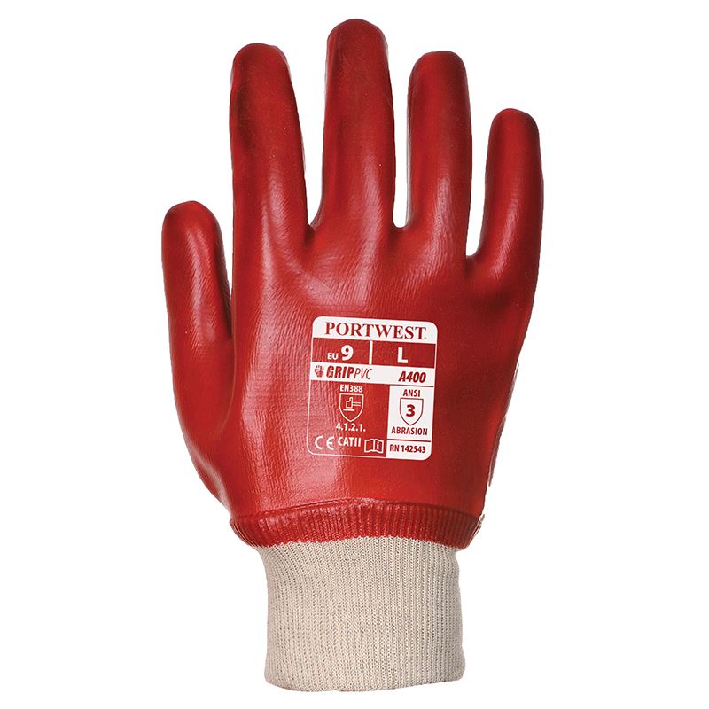 PW076 PVC Knit Wrist Gloves (A400) - Durable Work Gloves for Gardening, Construction & DIY Projects - Non-Slip Grip & Breathable Comfort
