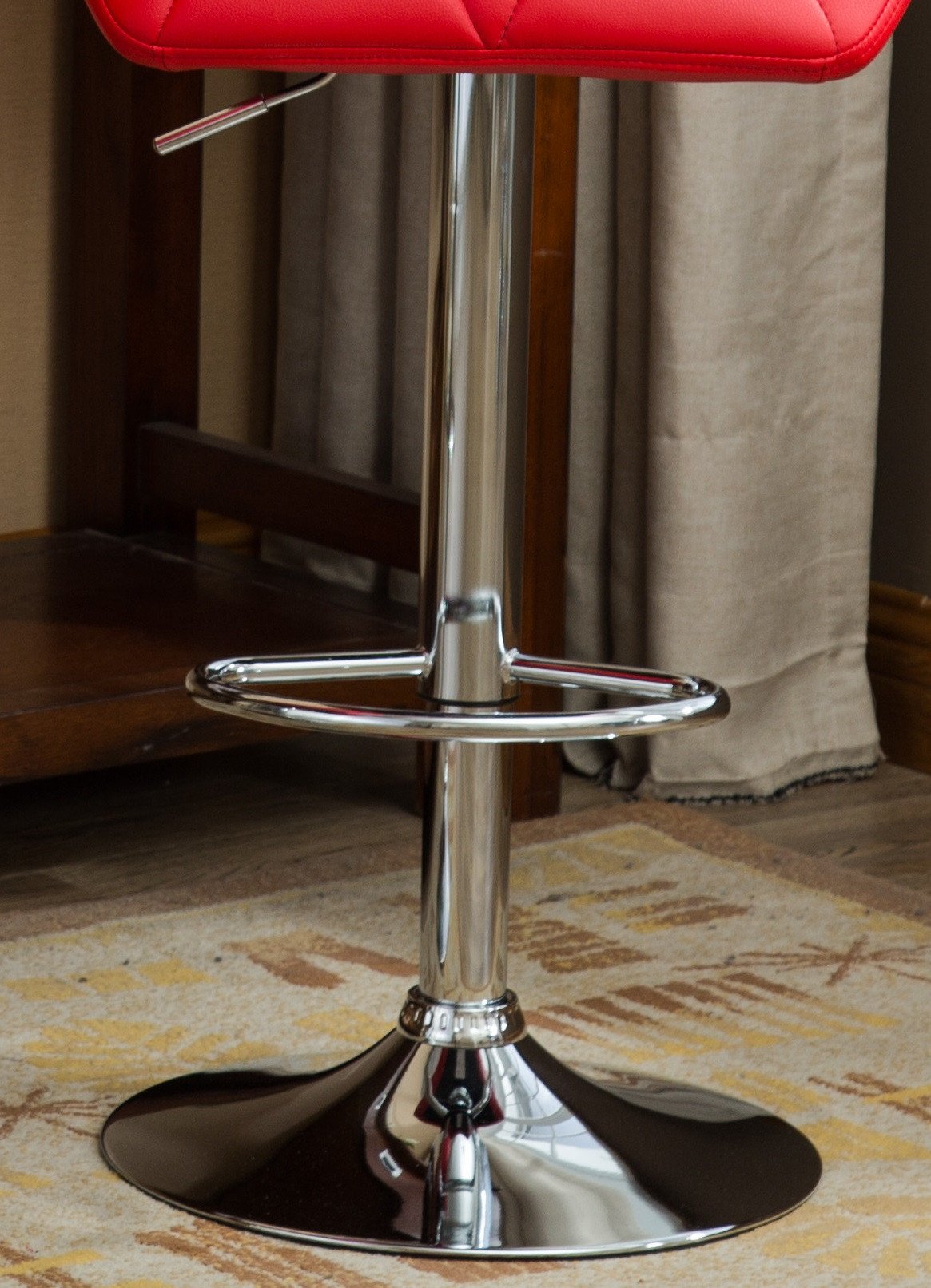 Roundhill Furniture Glasgow Contemporary Tufted Adjustable Hydraulic Bar Stools, Red, Set of 2 - Perfect for Kitchen Islands, Home Bars & Modern Dining Areas