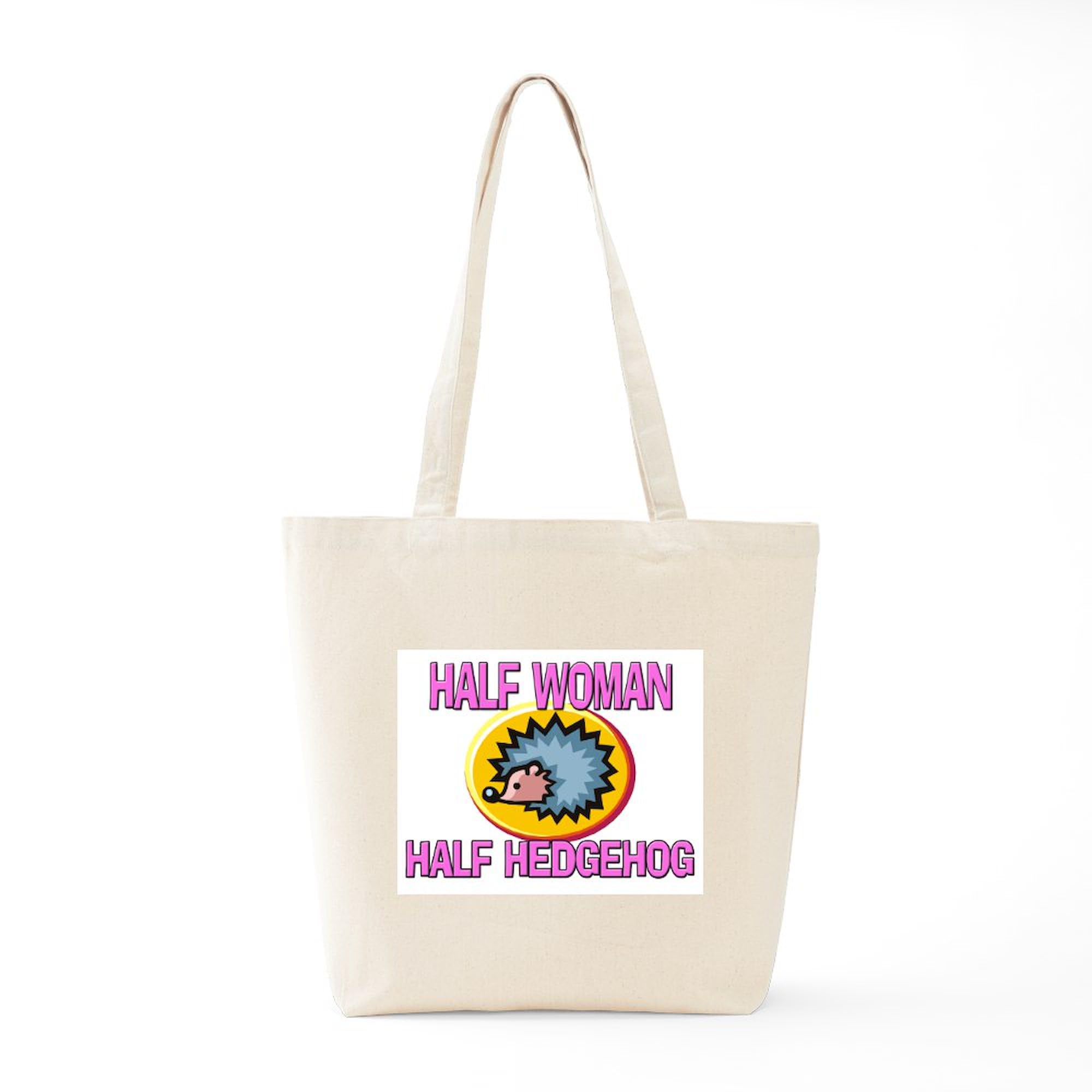 Half Woman Half Hedgehog Tote Bag - Natural Canvas Reusable Shopping Bag for Groceries, Beach & Everyday Use | Eco-Friendly & Durable