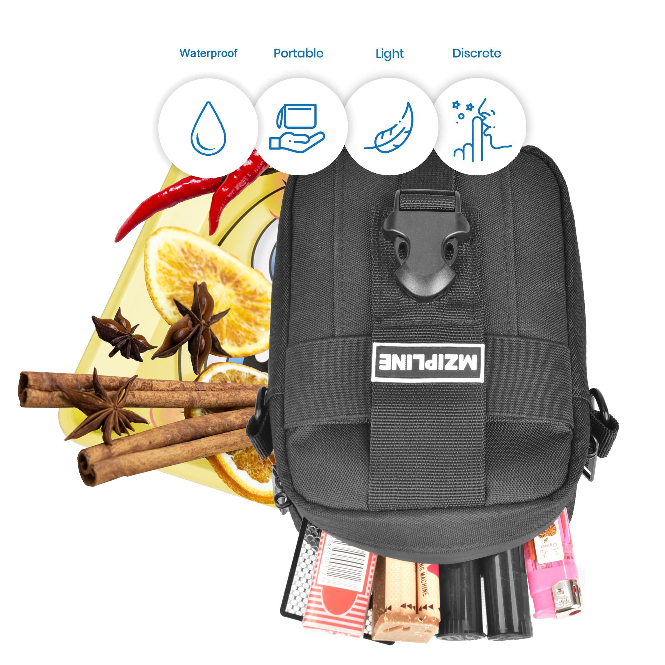 Tactical Smell Proof Sling Bag for Men - Carbon Lining (Black) - Outdoor & Travel