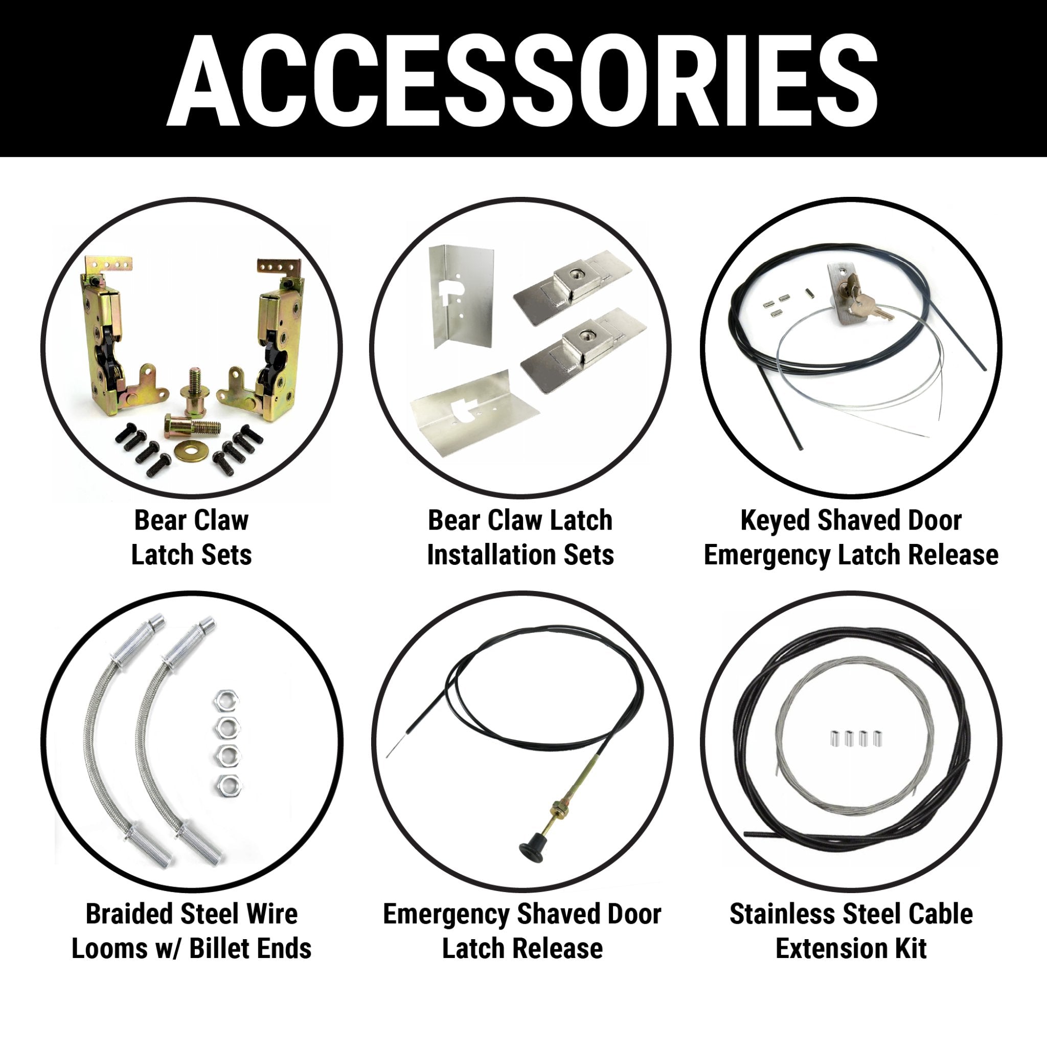 1901-1907 Oldsmobile Model B 50lb Remote Shaved Door Handle Kit with Solenoids, Poppers & Latch Cable Adaptors - Universal Fit for Classic Car Restoration & Custom Builds