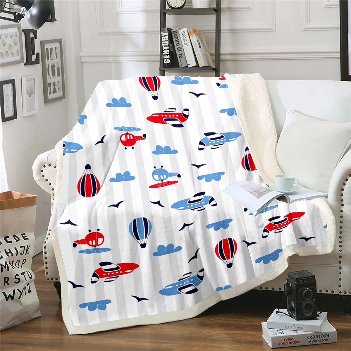Erosebridal Boys Aircraft Plush Blanket 30