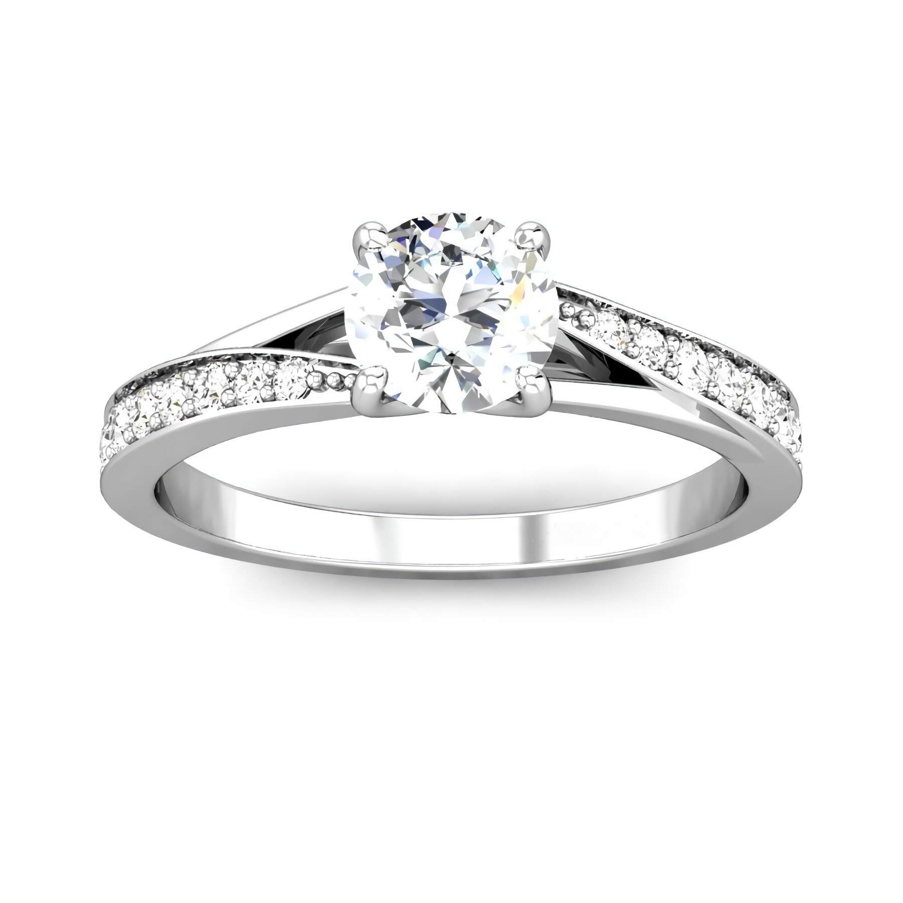 1 CT Round Cut Moissanite Engagement Ring for Women - 10K/14K/18K White Gold, Free Engraving - Perfect for Proposals, Anniversaries & Special Occasions