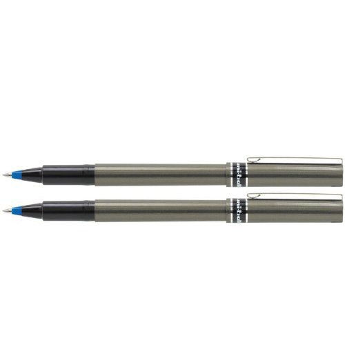 Uni-Ball Deluxe Rollerball Pen 0.5mm Fine Point - Smooth Blue Ink with Comfortable Gray Barrel - 2 Pack (60027) - Perfect for Office, School, Journaling & Everyday Writing