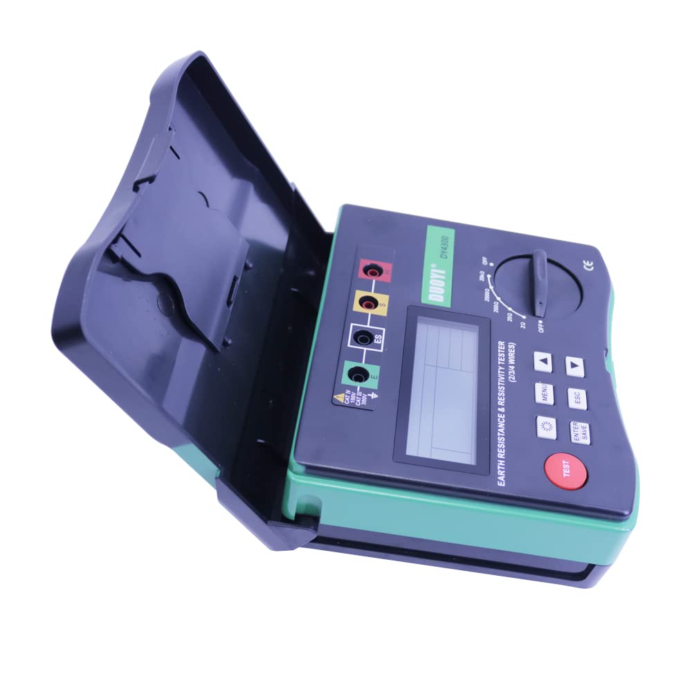 DY4300 Digital Ground Resistance Tester - 4-Terminal Soil Resistivity & Insulation Meter for Electrical Safety Testing (Perfect for Solar Panel Installations, Industrial Grounding Systems & Home Electrical Maintenance)