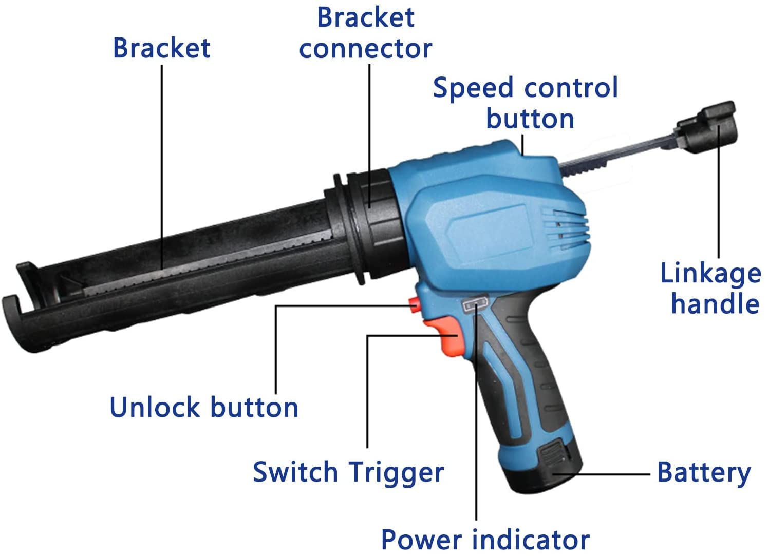 ATAAY Cordless Electric Caulking Gun - 12V Adjustable 6-Speed Silicone Sealant Applicator with 2 Rechargeable Batteries & 300ml Barrel - Perfect for Glass Adhesive, Home Repairs & DIY Projects