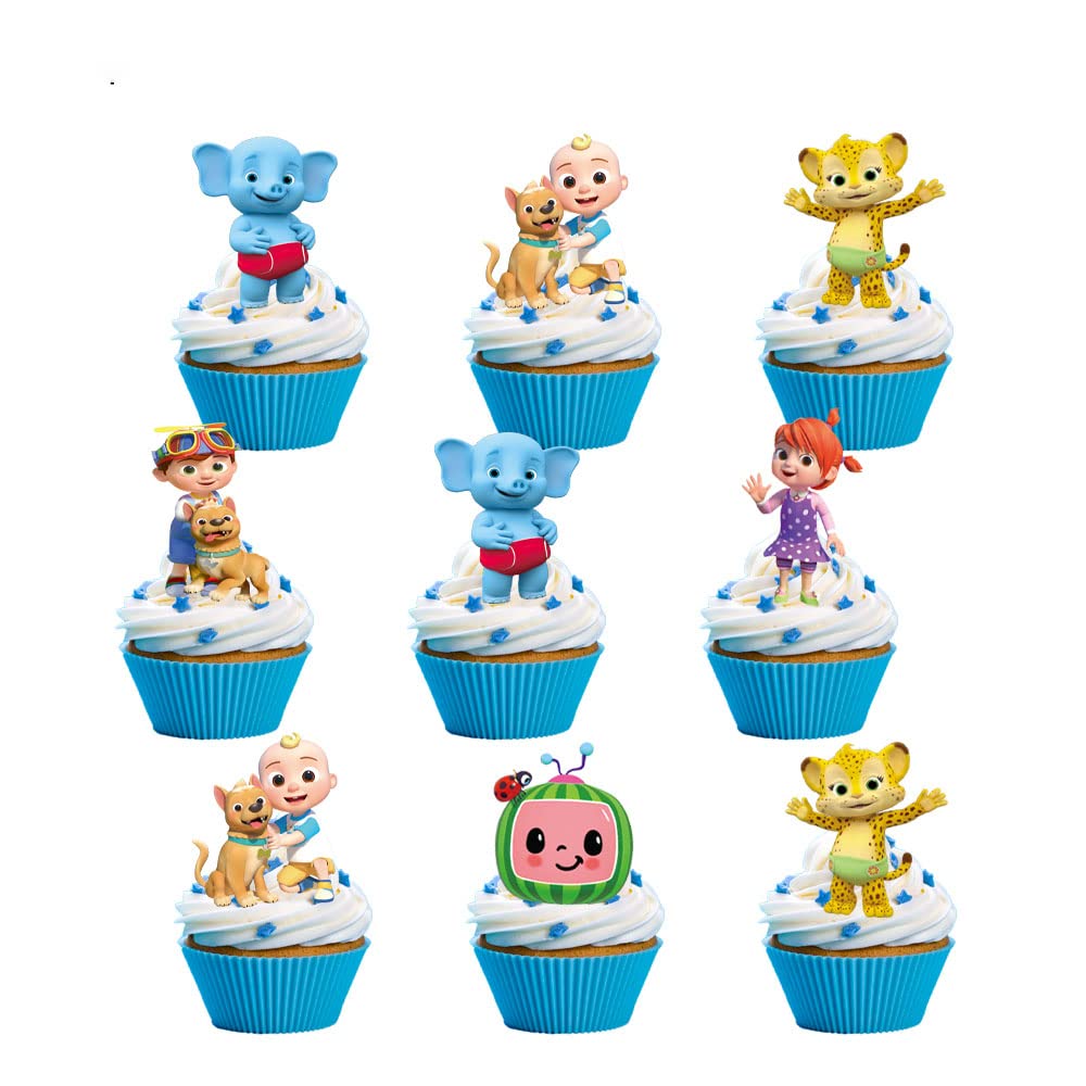Cartoon Cupcake Toppers Set - 24Pcs Cute Cartoon Cake Decorations for Birthday Party Supplies - Perfect for Kids Birthday Cakes, Cupcakes, Baby Showers & DIY Dessert Decorating