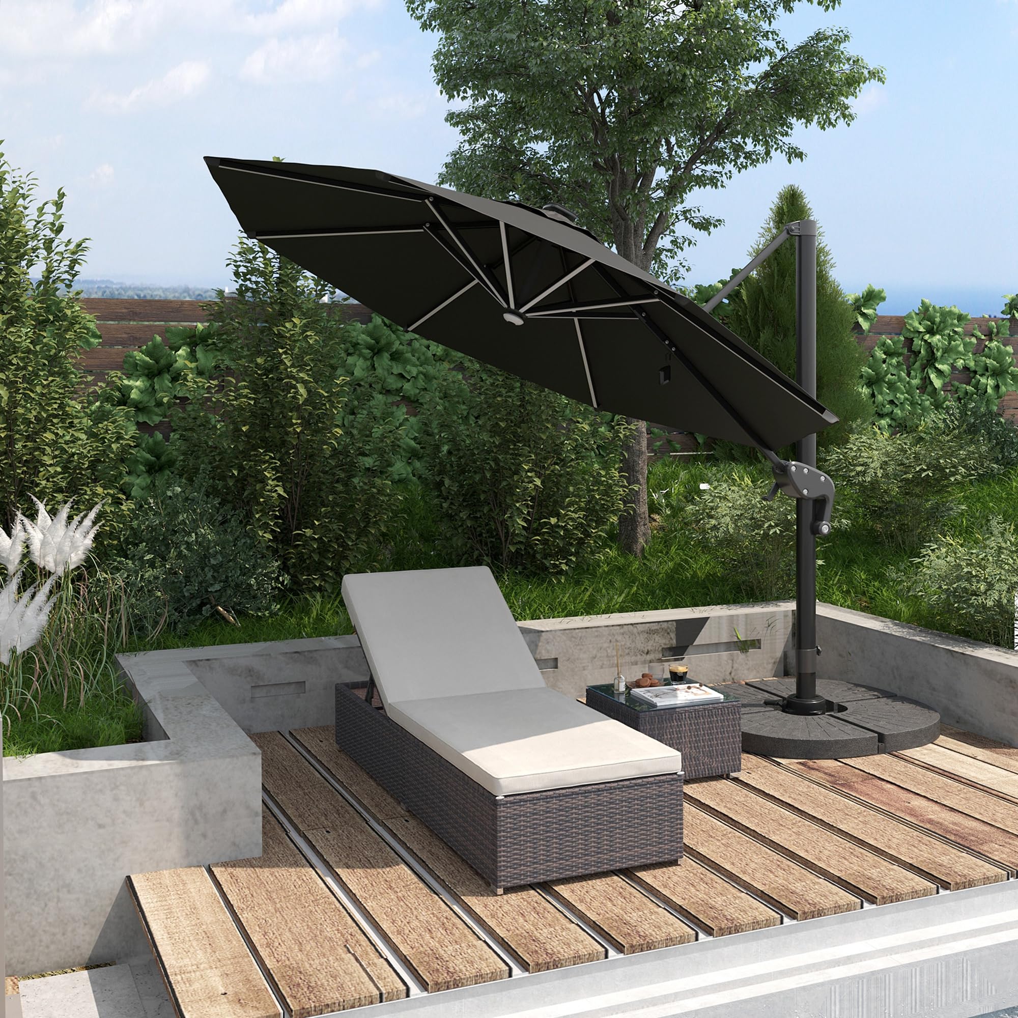 Outsunny 2-Piece Chaise Lounge Chair Set with 5-Position Adjustable Backrest, Outdoor Coffee Table & Waterproof Cushions - PE Rattan Wicker Poolside Furniture for Patio, Garden, Backyard Relaxation
