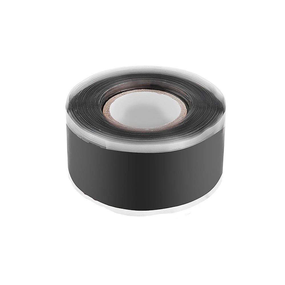 Self-Fusing Silicone Tape - Waterproof, Stretchable Electrical Wire Wrap & Emergency Pipe Repair Tape (2.5cm x 300cm, Black) - Ideal for Plumbing, Automotive, Marine and DIY Home Repairs