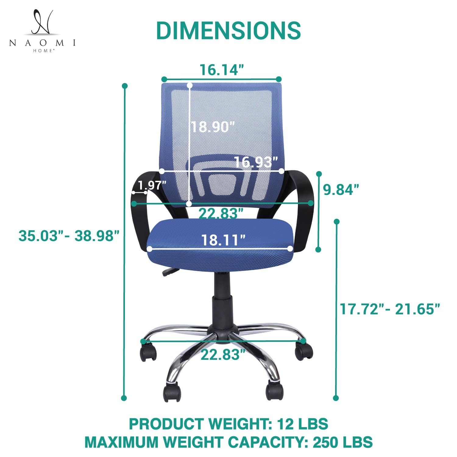 Ergonomic Home Office Desk Chair with Adjustable Lumbar Support - Comfortable Swivel Rolling Computer Chair for Small & Tall Desks, White Executive Chair for Office & Gaming - Perfect for Work from Home, Online Classes & Long Hours Sitting
