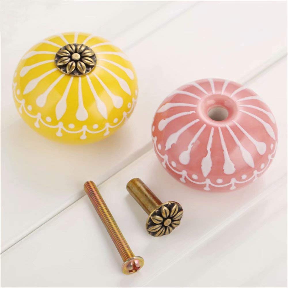 6-Pack Pink Ceramic Cabinet Knobs - Round Drawer Pulls for Cupboard, Dresser & Furniture (Perfect for Kitchen, Bathroom & DIY Home Decor)