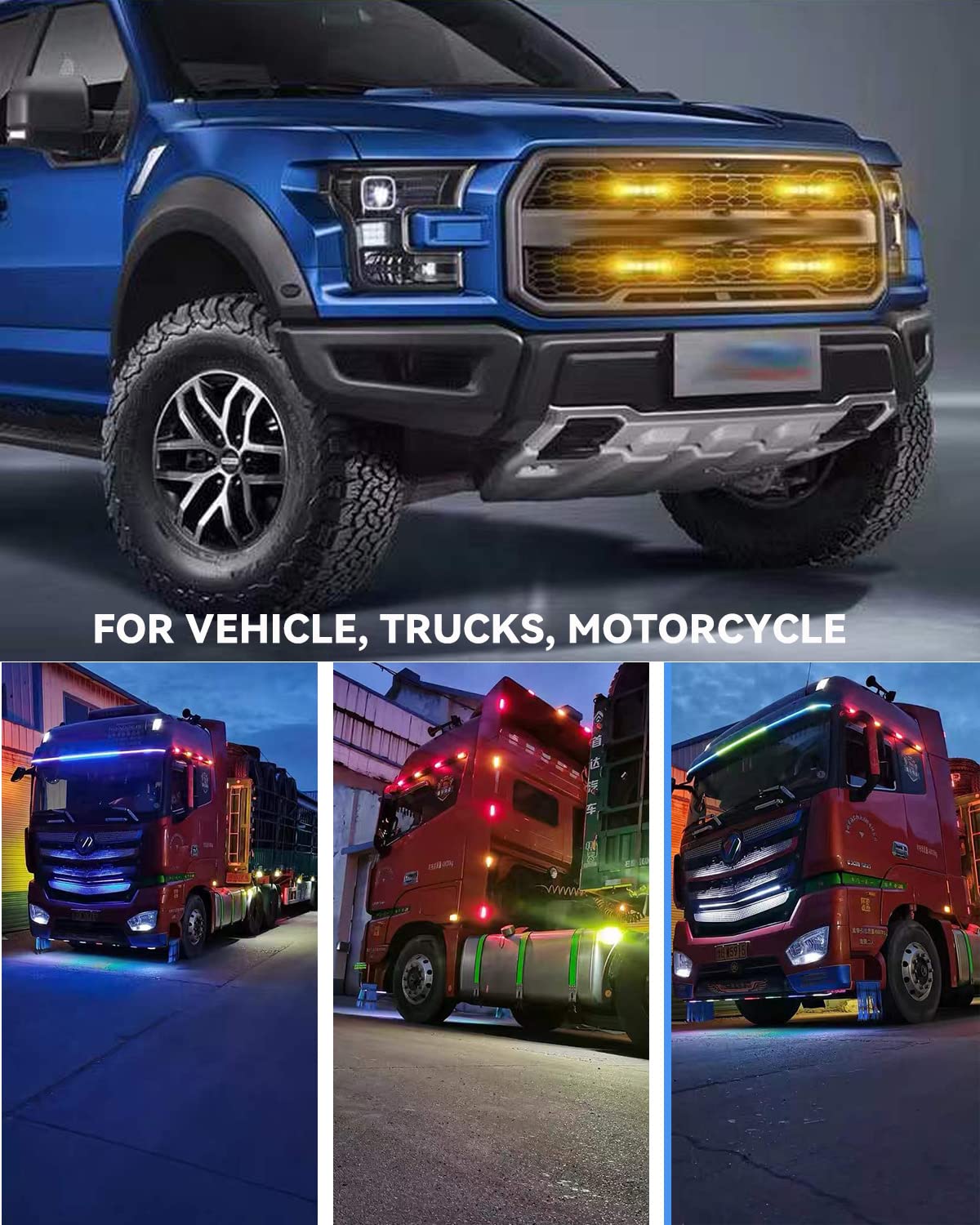 6 Pack LED Emergency Strobe Lights - 12V Amber & White Warning Lights for Trucks, Cars, Trailers - Durable Mini Grill Flashing Lights for Road Safety & Emergency Signaling