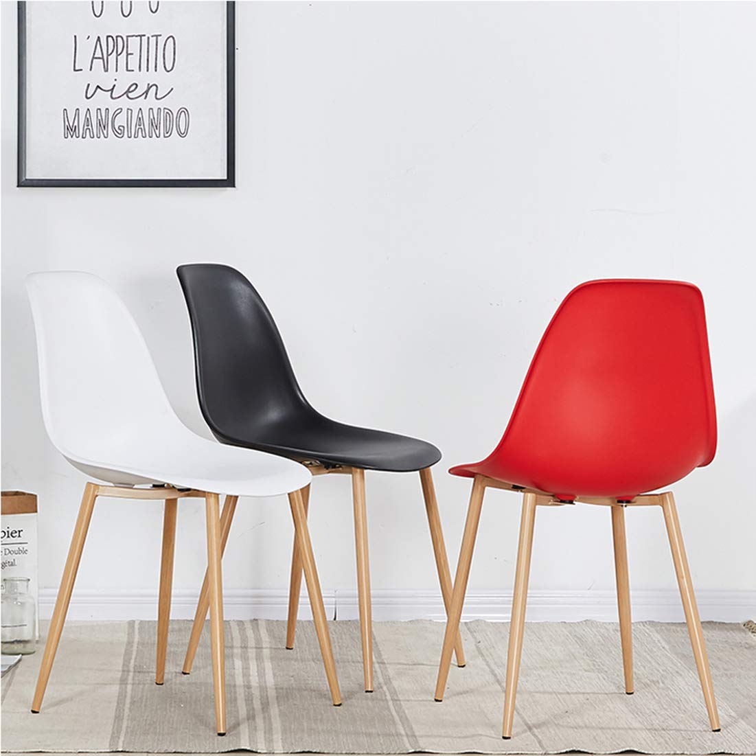 Mid-Century Modern Dining Chair - Ergonomic PP Plastic Seat with Sturdy Metal Legs, Comfort Curve Design for Living Room, Cafe, Lounge, Study, Dining & Pub | Perfect for Home, Office & Commercial Spaces