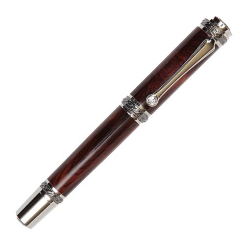 Lanier Majestic Fountain Pen - Black Titanium with Cocobolo Wood Barrel - Luxury Writing Instrument for Business, Calligraphy & Gift Giving