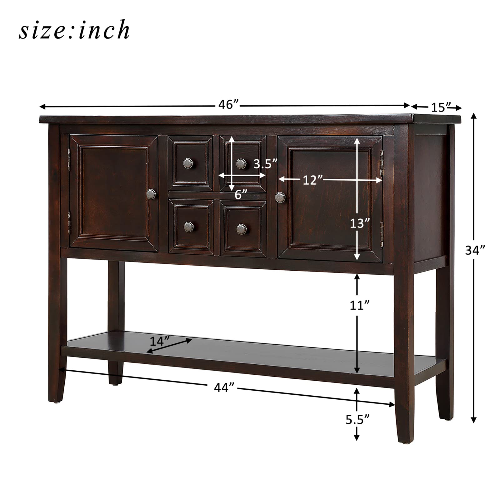 Distressed Buffet Sideboard - Retro Wooden Console Table for Kitchen, Dining & Living Room - Coffee Station & Storage