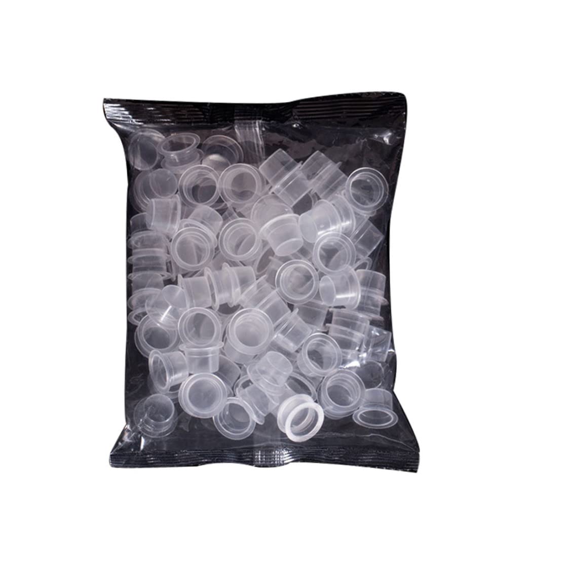 100PCS Disposable Tattoo Ink Cups - Small Plastic Pigment Caps for Professional Tattoo Artists - Ideal for Tattoo Studios, Home Artists, and Ink Mixing