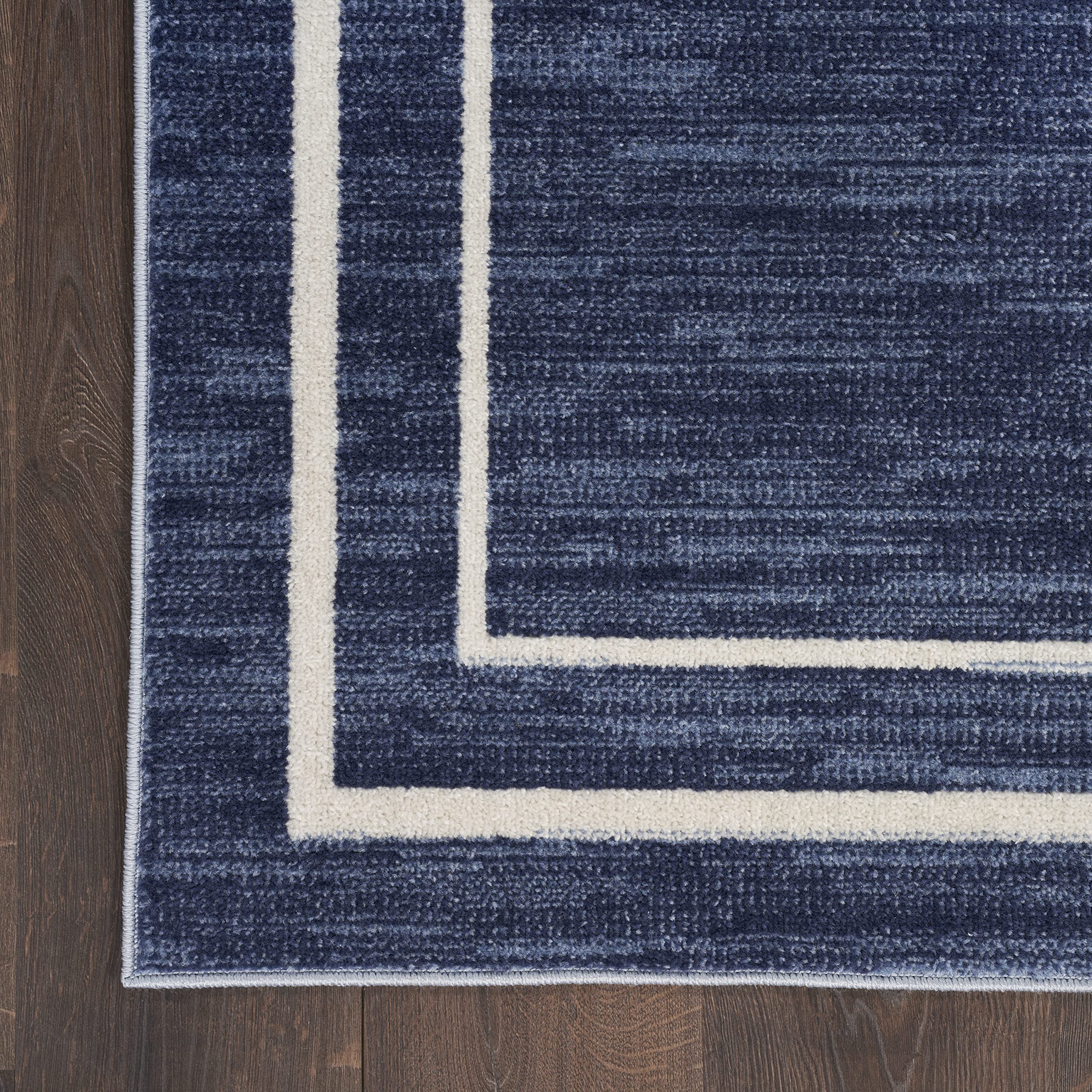 Nourison Essentials 5' x 7' Navy/Ivory Contemporary Area Rug - Soft Polypropylene Indoor Rug for Living Room, Bedroom & Office