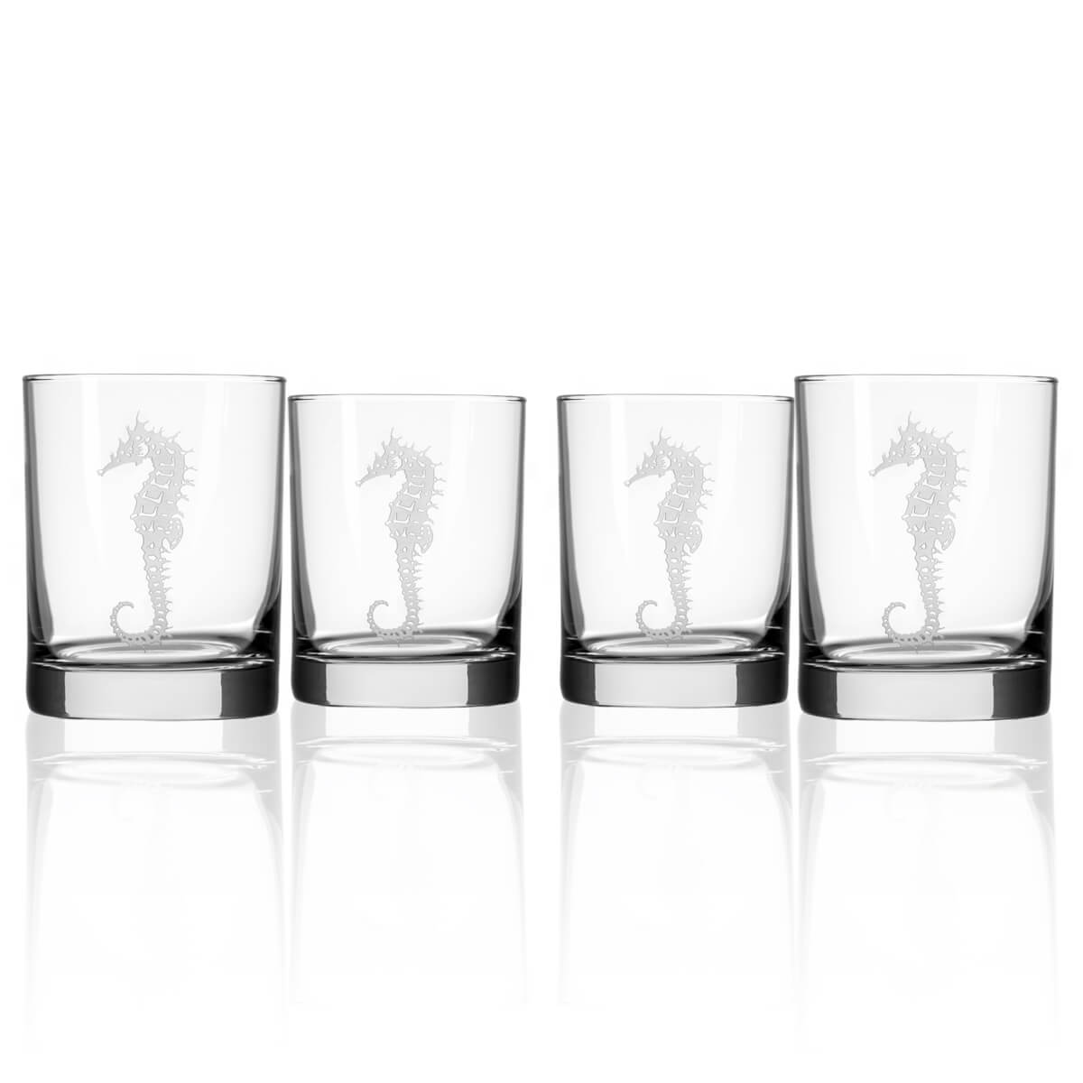 Premium Seahorse 13oz Double Old Fashioned Glasses - Set of 12 | Heavy Duty Barware for Cocktails, Whiskey & Bourbon | Perfect for Home Bars, Parties & Gifts