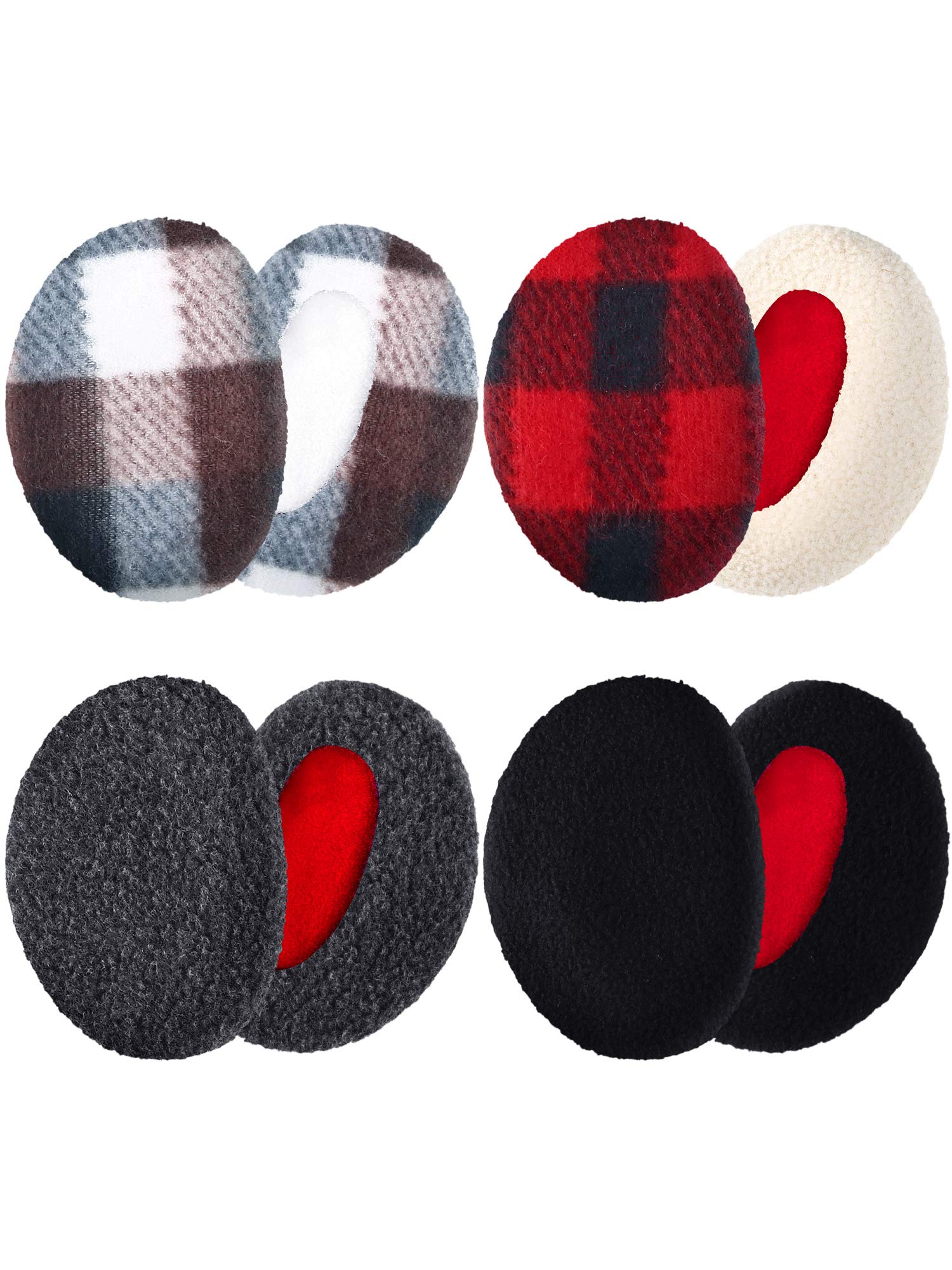 Geyoga 4 Pairs Bandless Fleece Ear Muffs - Thick Winter Ear Warmers for Women - Soft Cold Weather Ear Covers for Outdoor Activities, Skiing, and Winter Sports