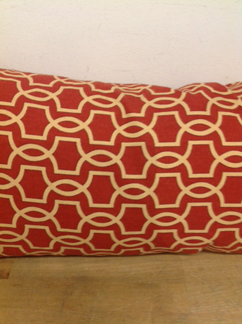 24-Inch Rust & Gold Geometric Print Pillow - Soft Decorative Throw Pillow for Sofa, Bed & Home Decor