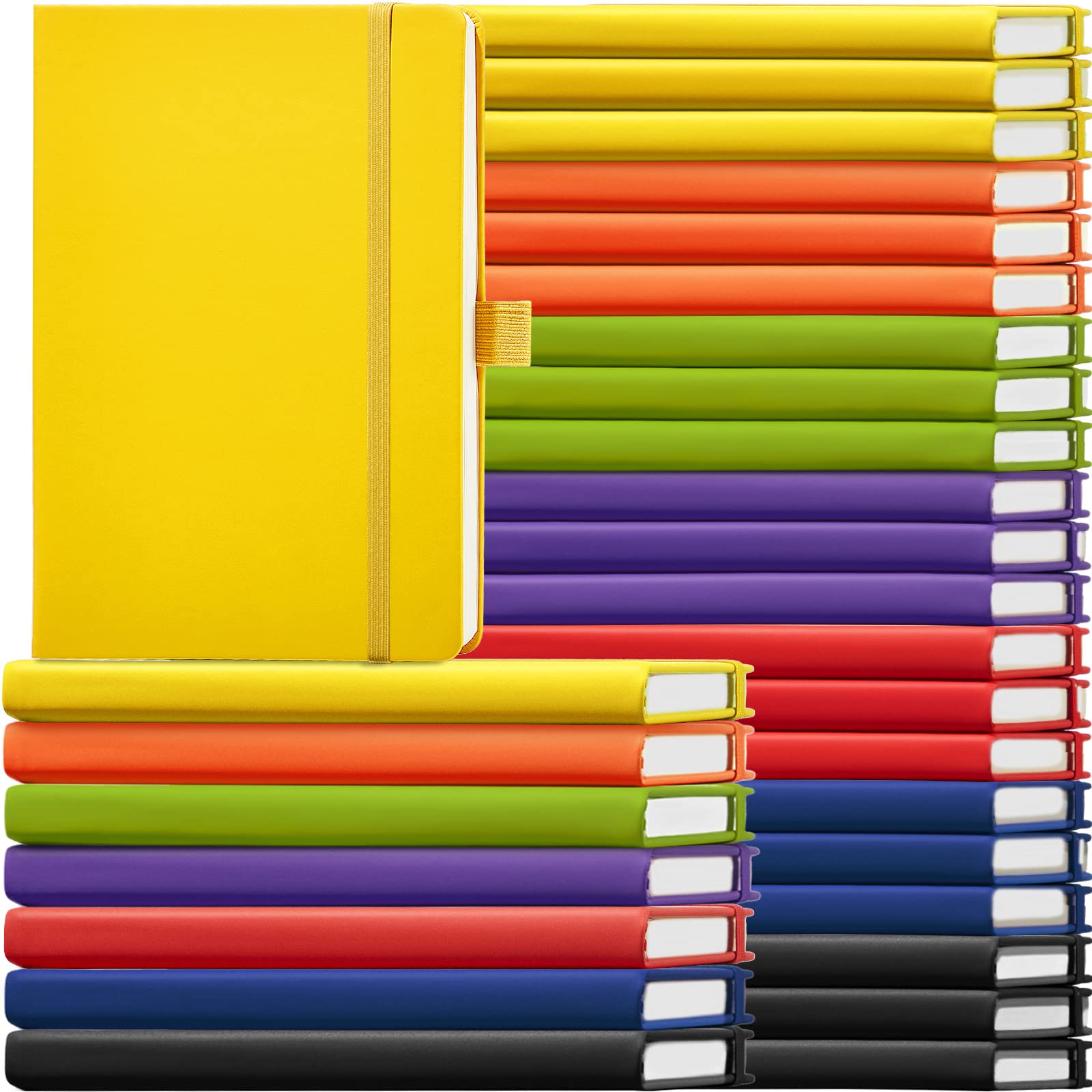 28-Pack A5 Hardcover PU Leather Notebooks - College Ruled Lined Journals 5.5