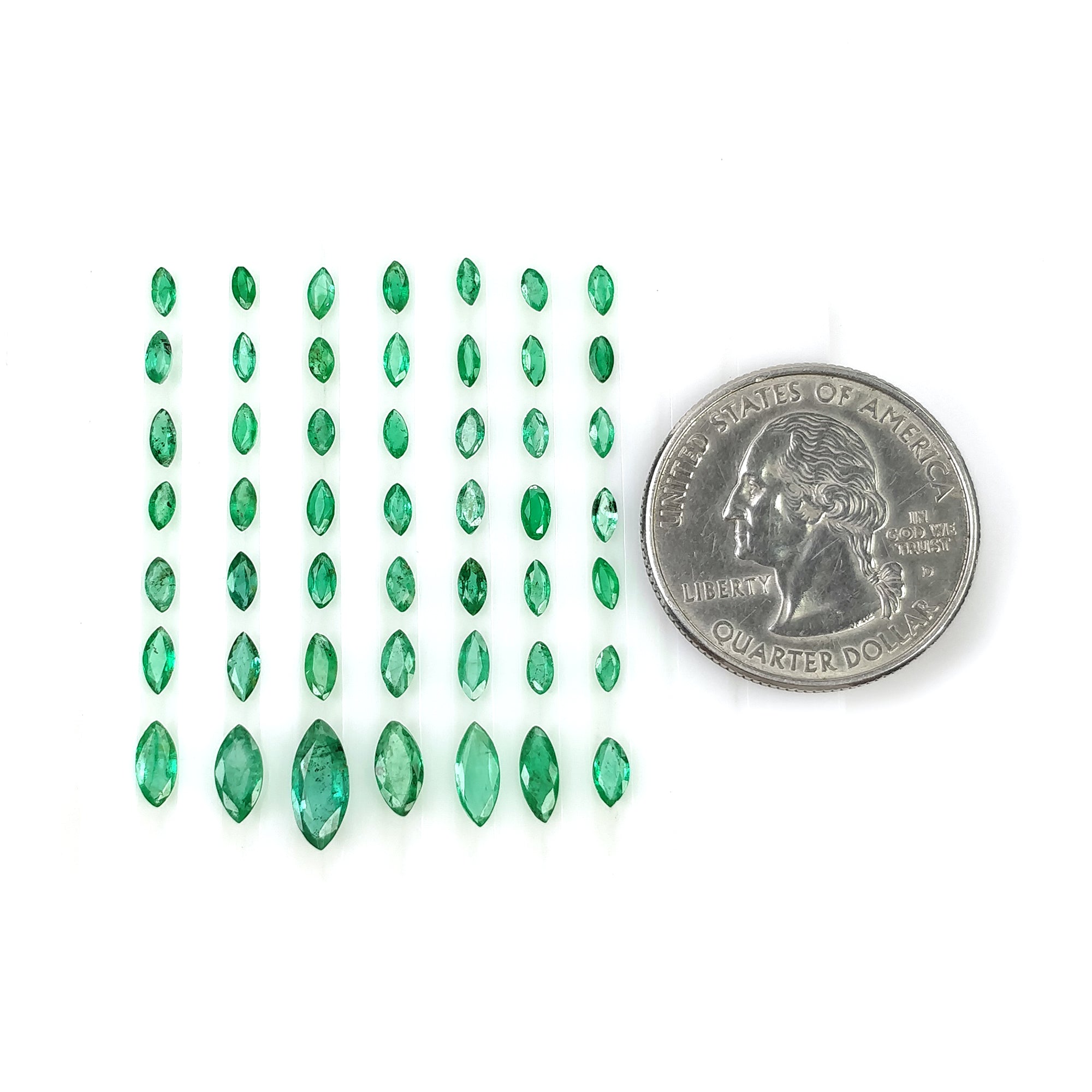 Natural Untreated Green Emerald Gemstone - 5.70cts Marquise Cut (3.5*2mm to 9.5*4mm) - 49pcs for Jewelry Making, Engagement Rings & Luxury Gifts