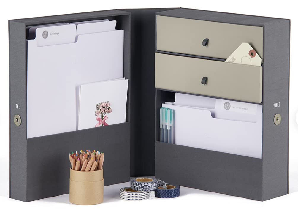 All-in-One Desk Organizer with Storage Compartments | The Vault Office Organizer | Perfect Graduation Gift & Home Office Organization | Blue Desktop Accessory for Work, Study & Productivity