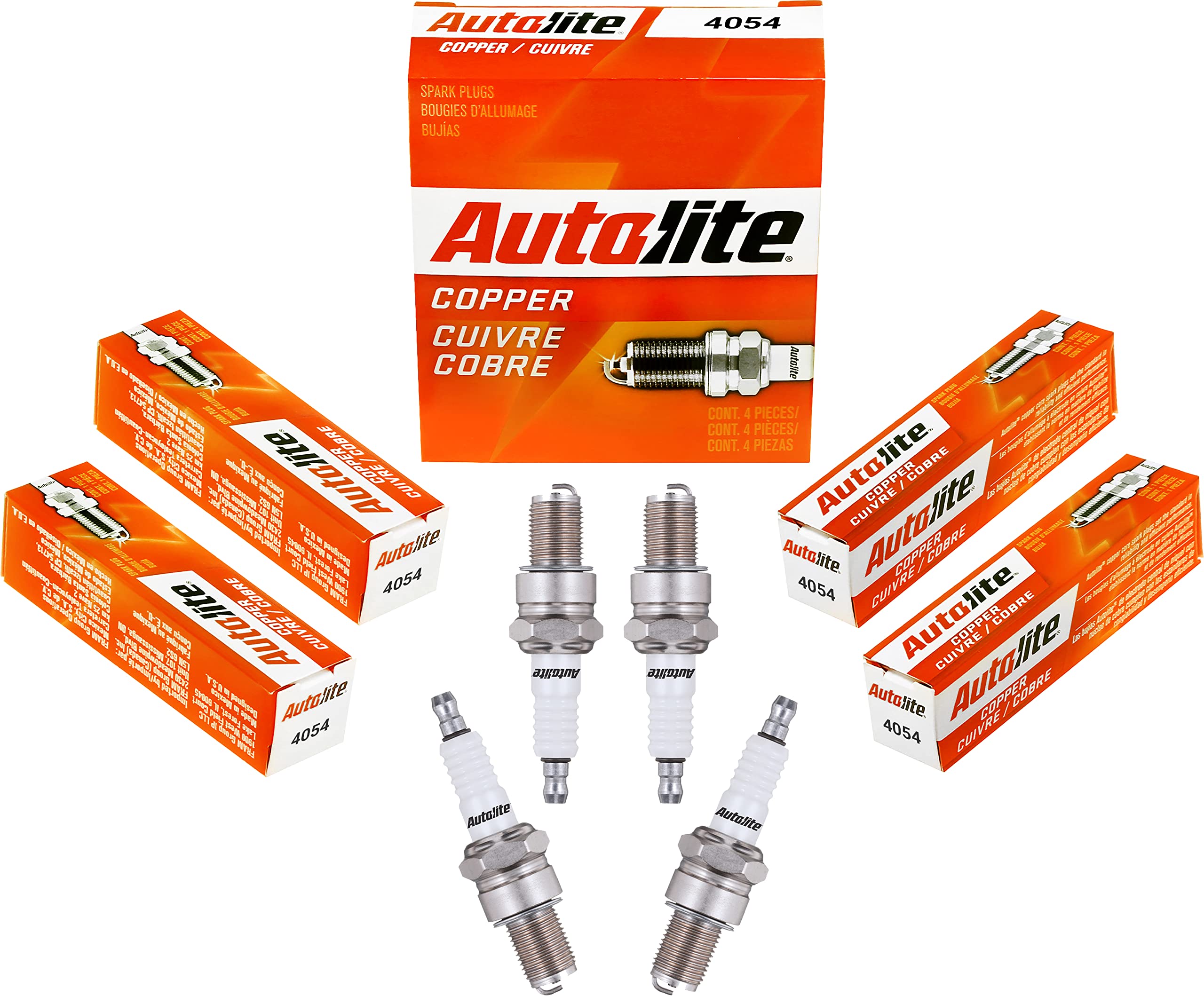 Autolite 4054 Copper Non-Resistor Spark Plugs - 4 Pack for Ford, Chevy, Dodge & More - High Performance Automotive Replacement Parts - Ideal for Daily Commuting & Off-Road Adventures