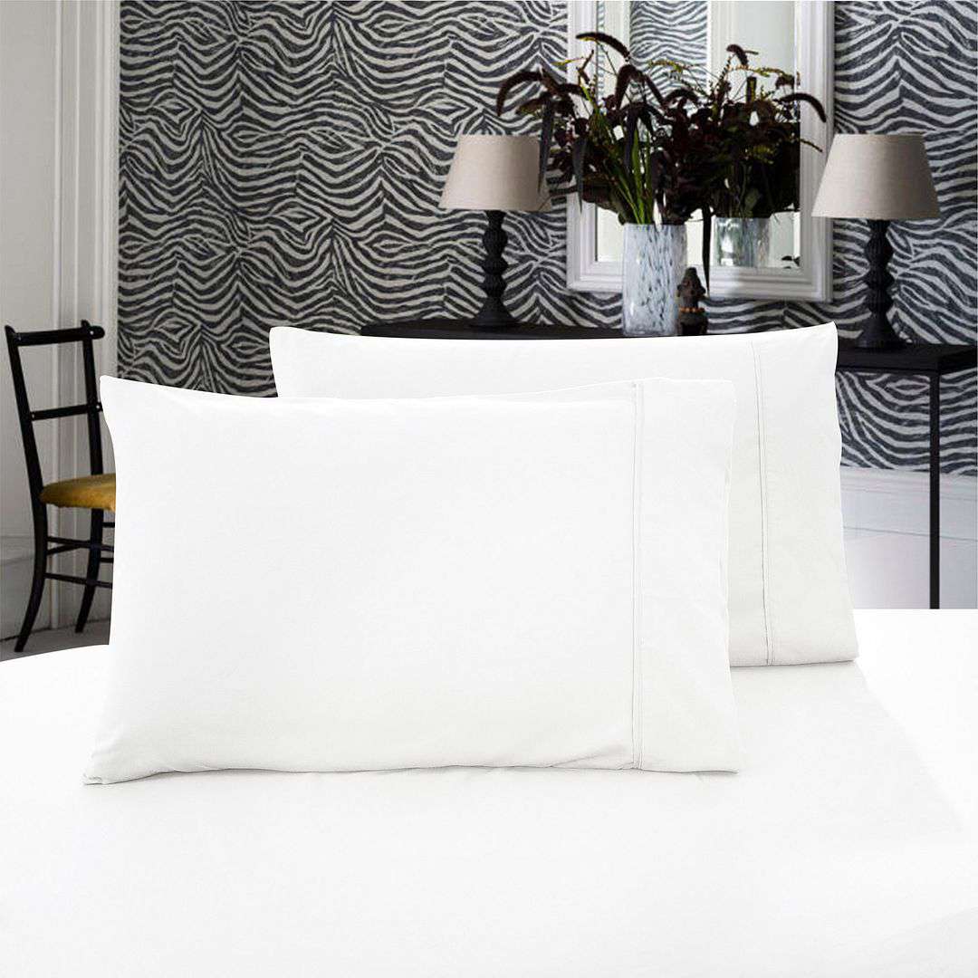 1000TC Premium Ultra Soft King Size Pillowcases 2 Pack - White | Luxury Bedding Set for Hotel & Home Use