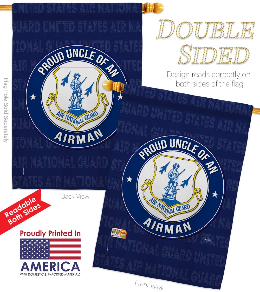 Official National Guard Air Force Garden Flag Kit - Proud Uncle Airman Military Yard Banner, Double-Sided 28x40 Inch, Made in USA - Perfect for Veterans Day, Armed Forces Events & Patriotic Home Decor