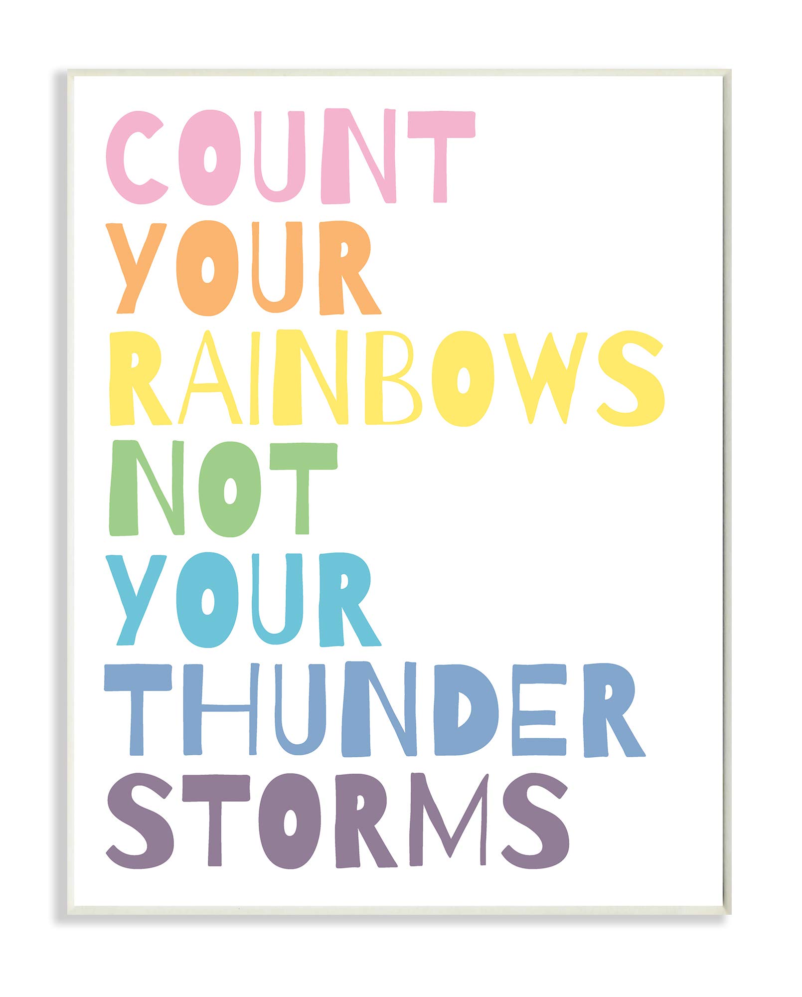 Stupell Industries 'Count Thunder Storms' Rainbow Text Wall Plaque - 10x15 Inch White Home Decor by Wild Apple Portfolio | Perfect for Nursery, Kids Room & Playroom Decor