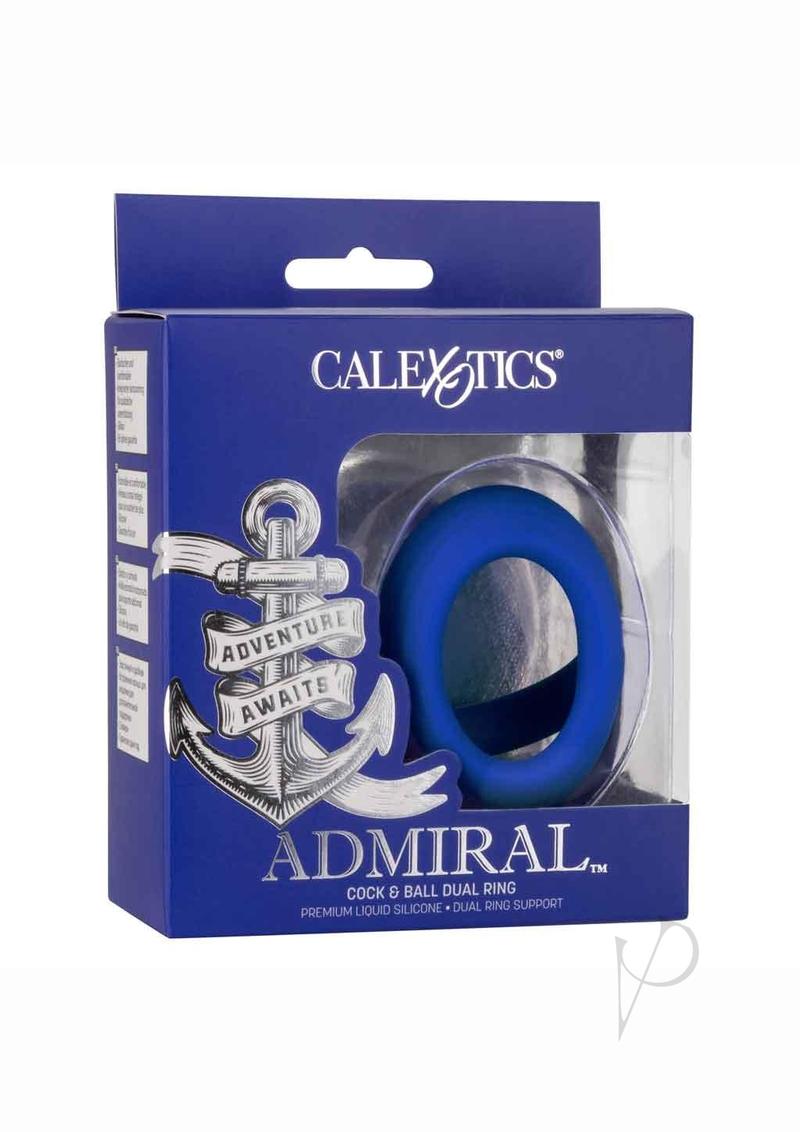 Admiral Cock and Ball Silicone Dual Ring - Blue | Adjustable Comfort Stretcher for Men | BDSM, Fetish & Sensual Play Accessories